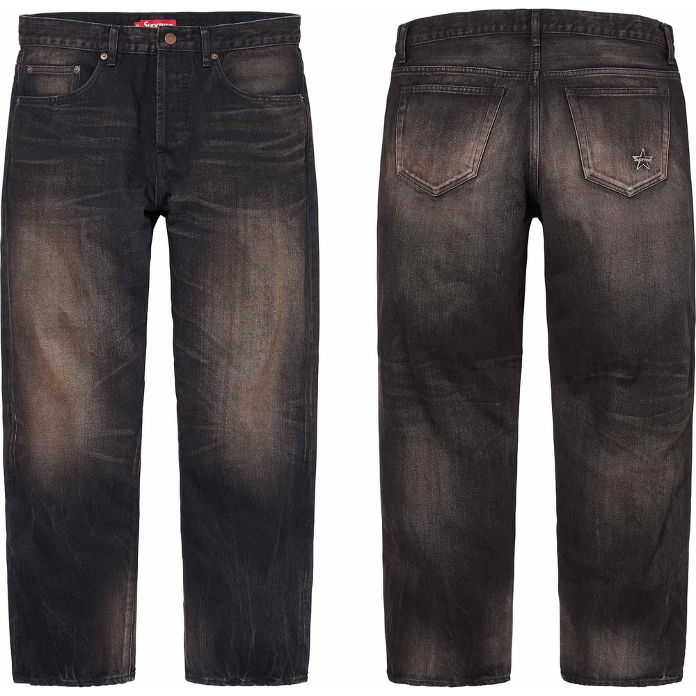 Supreme Distressed Loose Fit Selvedge Jean (SS24) - $298