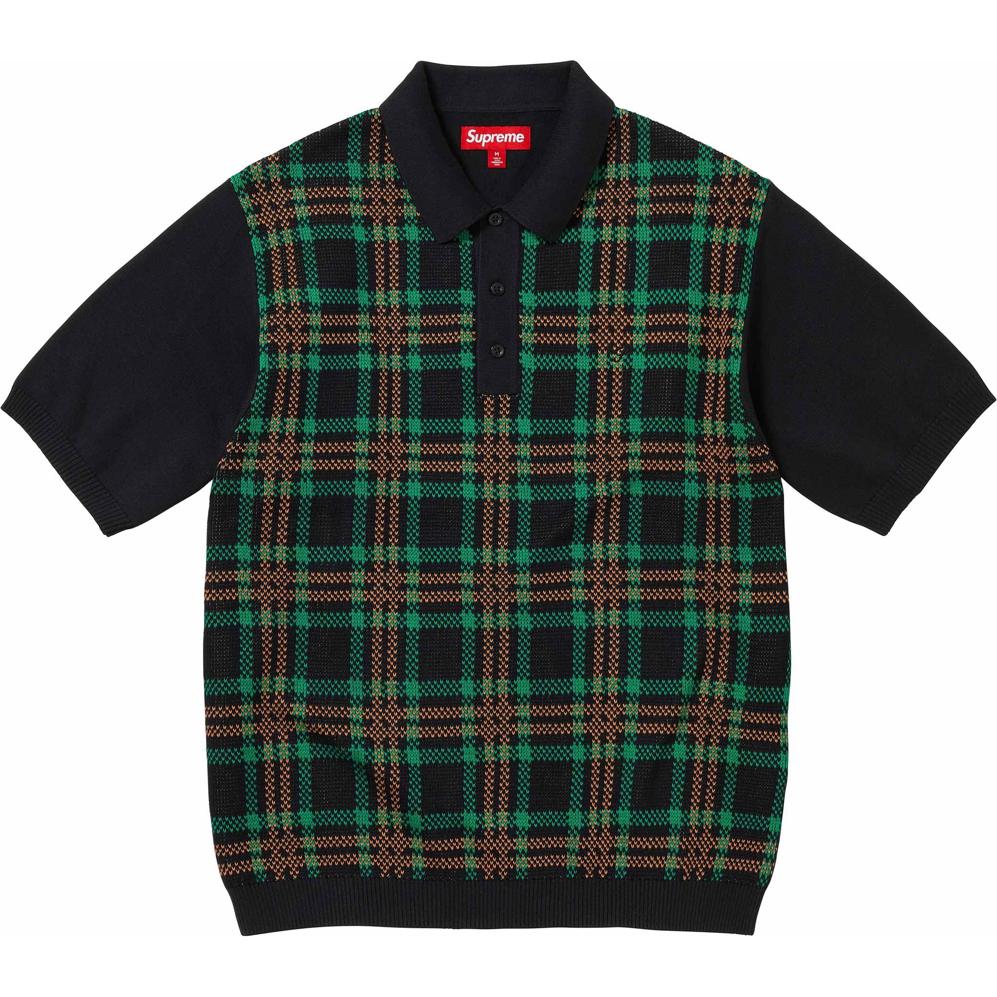 Supreme Plaid Knit S S Polo (SS24) - $128
