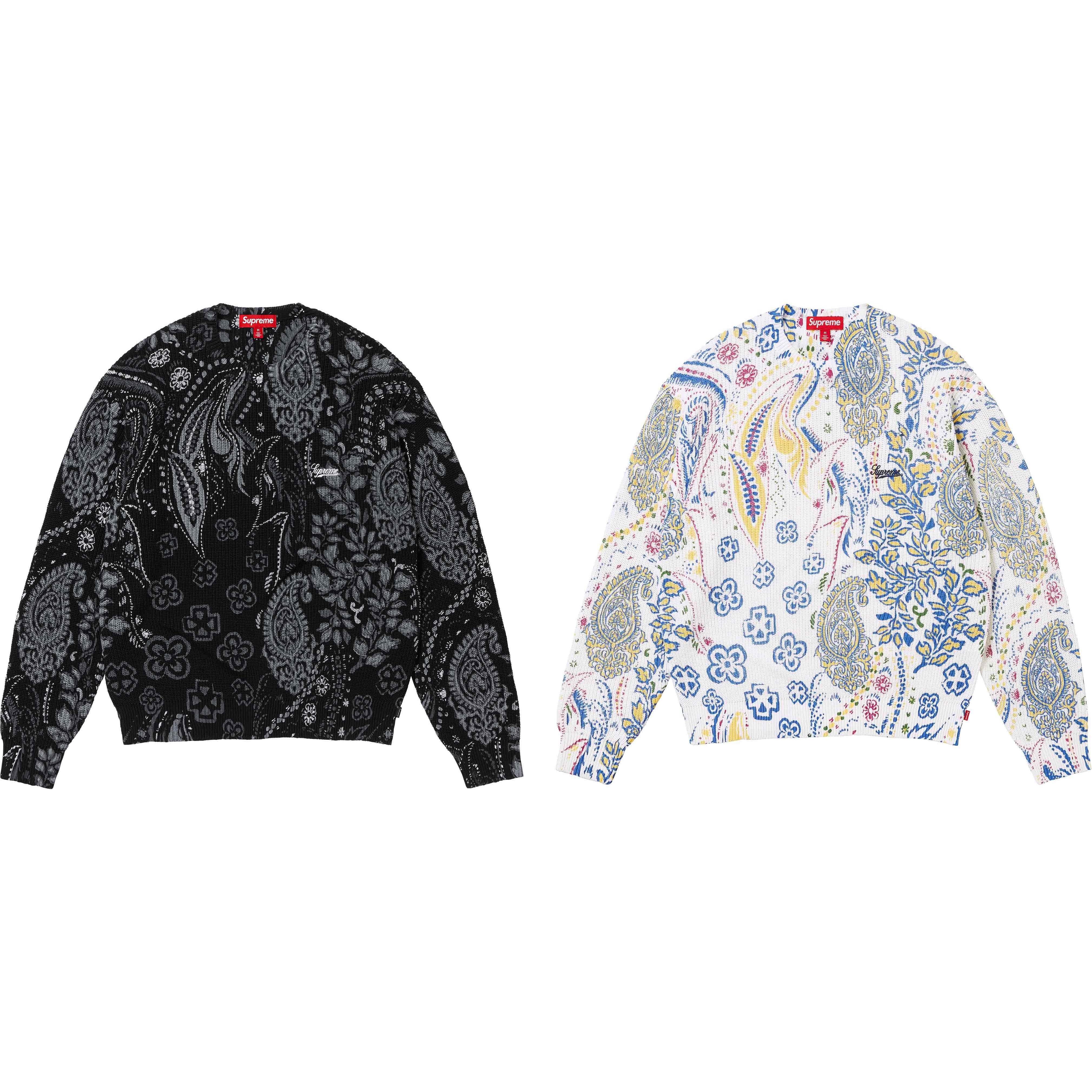 Supreme Printed Paisley Sweater releasing on Week 15 for spring summer 2024
