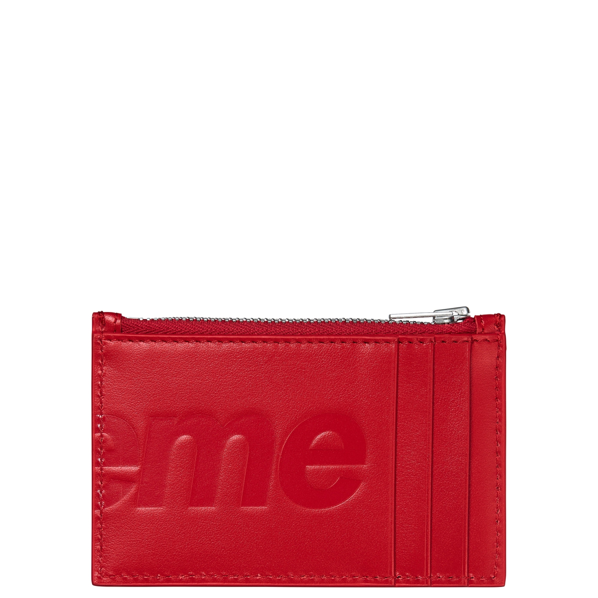 Supreme Leather Zip Card Holder (SS25) - Red - $128