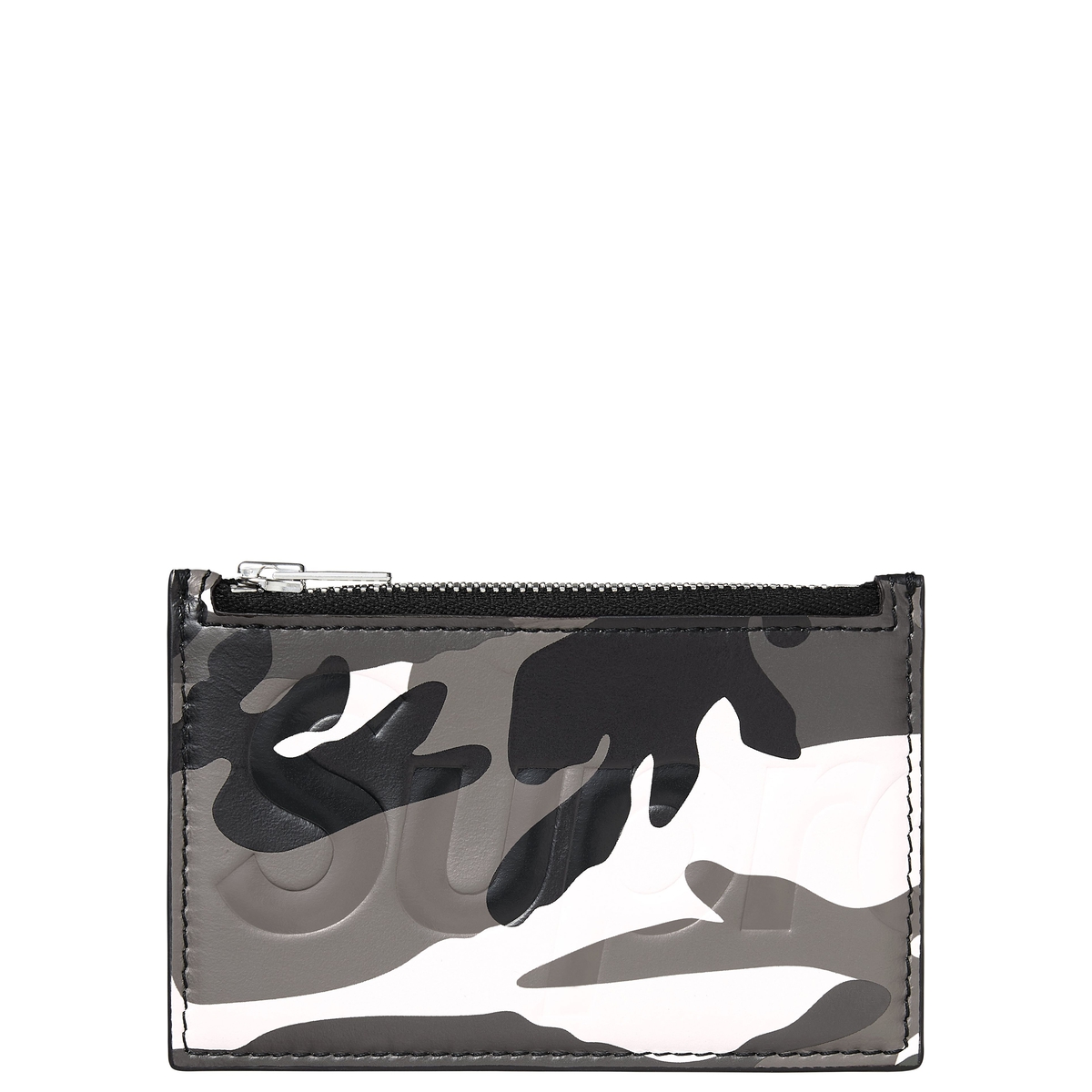 Supreme Leather Zip Card Holder (SS25) - Snow Camo - $128
