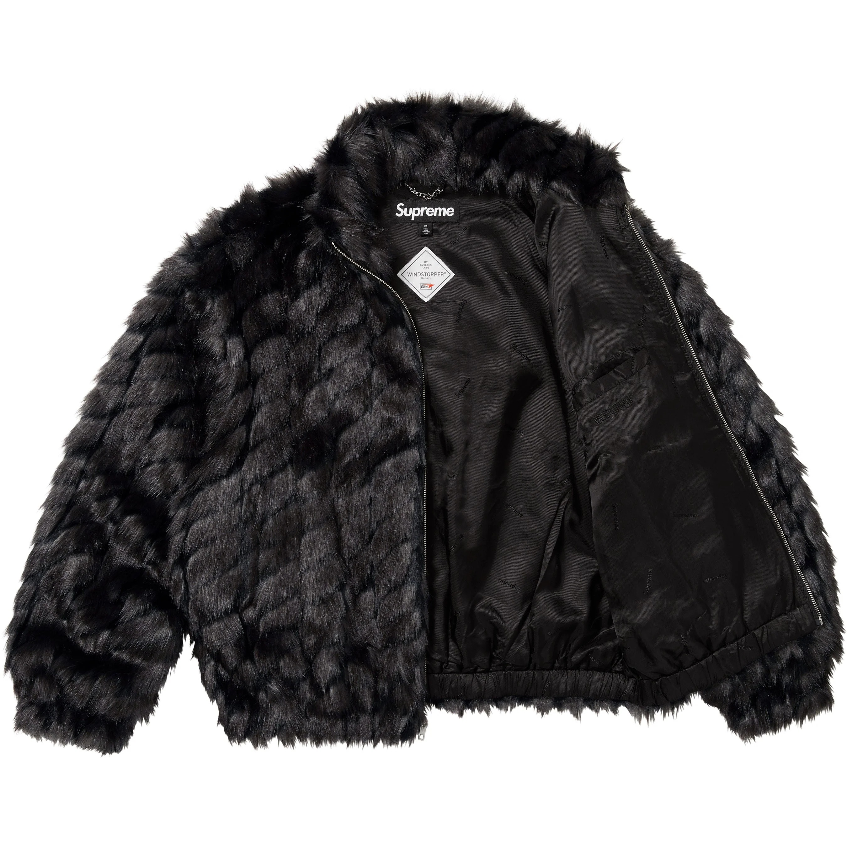 Supreme 2-Tone WINDSTOPPER Faux Fur Jacket (SS25) - Black - $398
