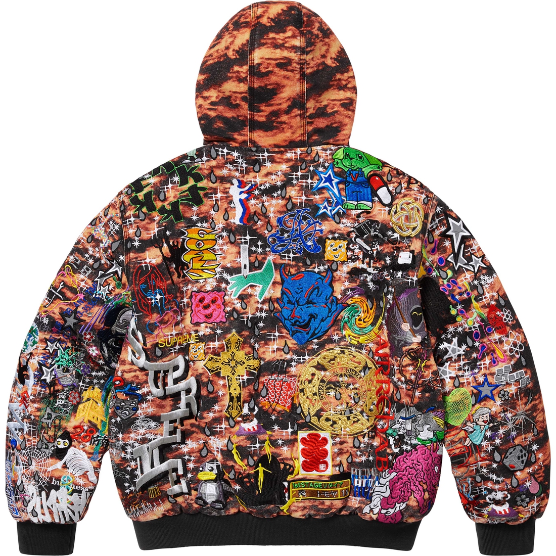 Supreme AOI Embroidered Hooded Work Jacket (SS25) - Flames - $698