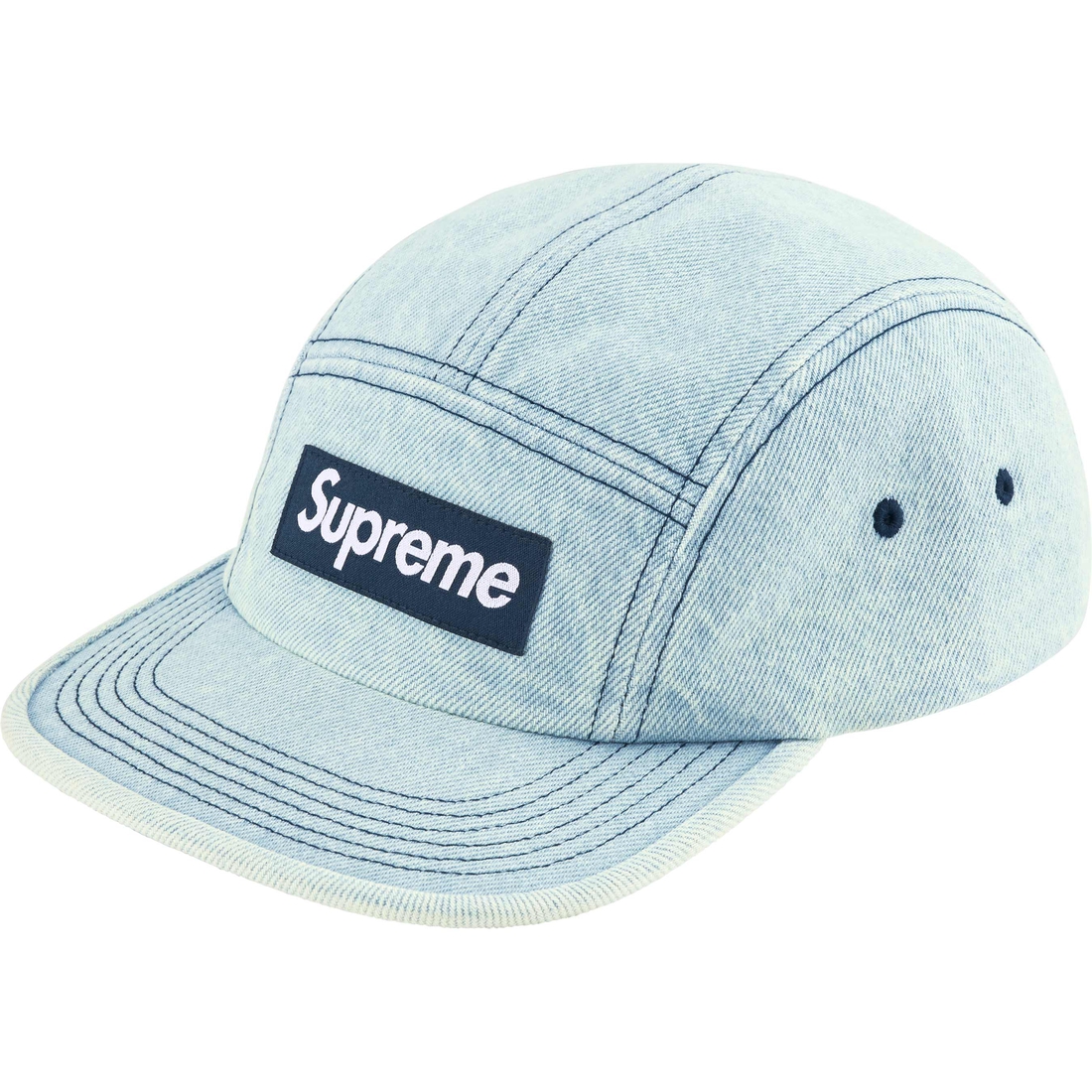 Supreme Denim Camp Cap (SS25) - Light Washed Indigo - $48
