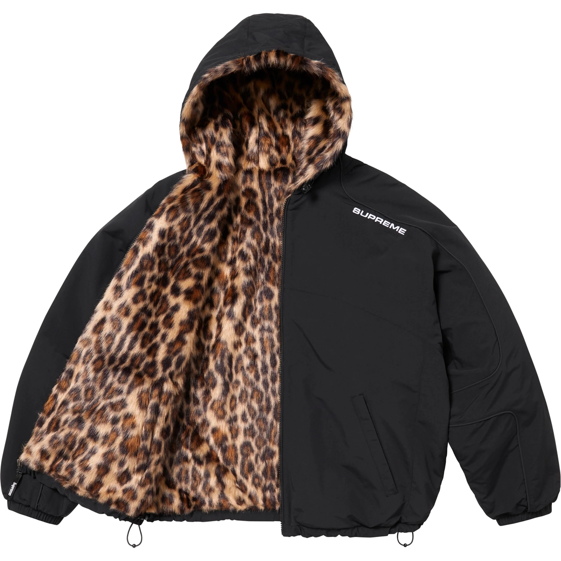 Supreme Faux Fur Reversible Hooded Track Jacket (SS25) - Black - $368
