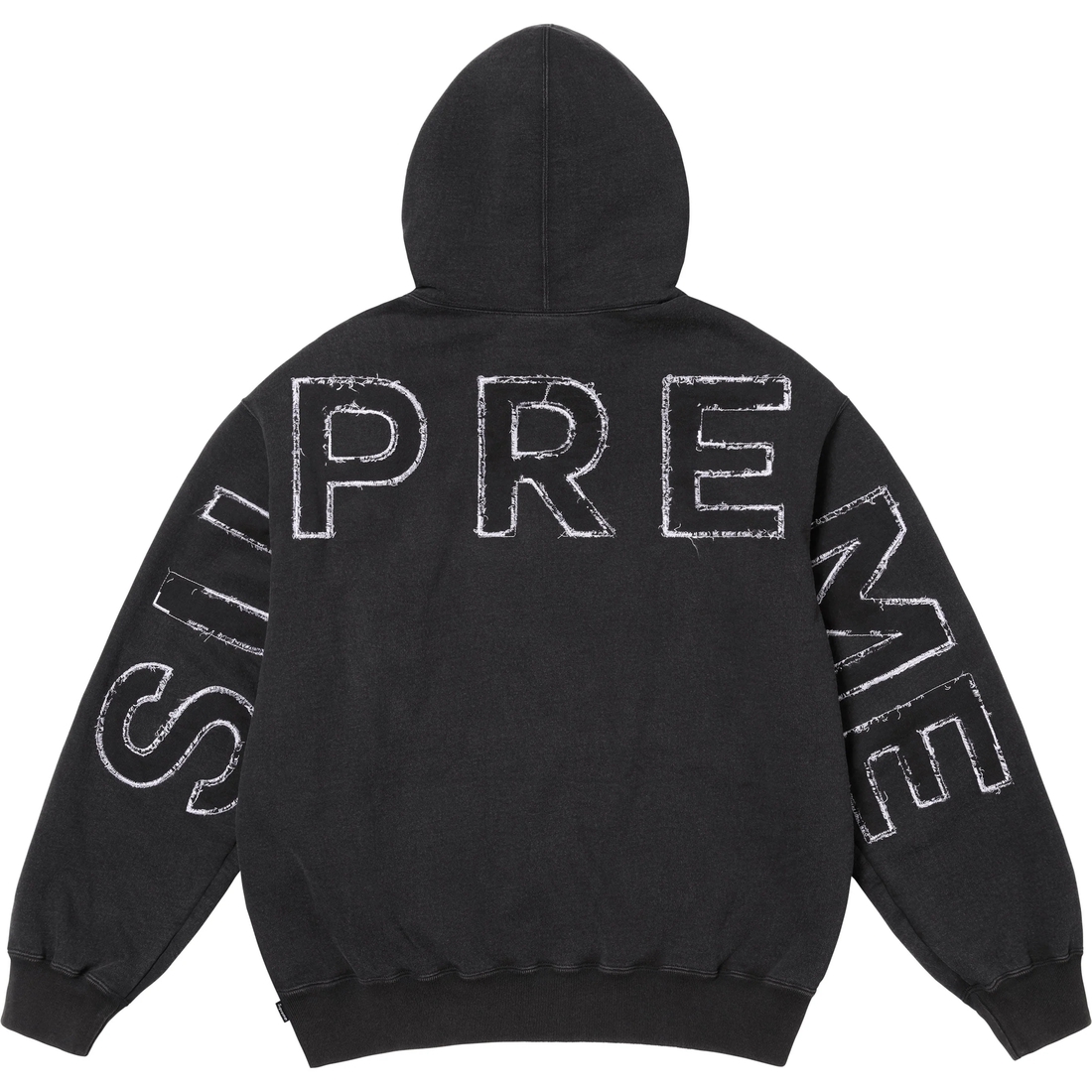 Supreme Frayed Hooded Sweatshirt (SS25) - Black - $158