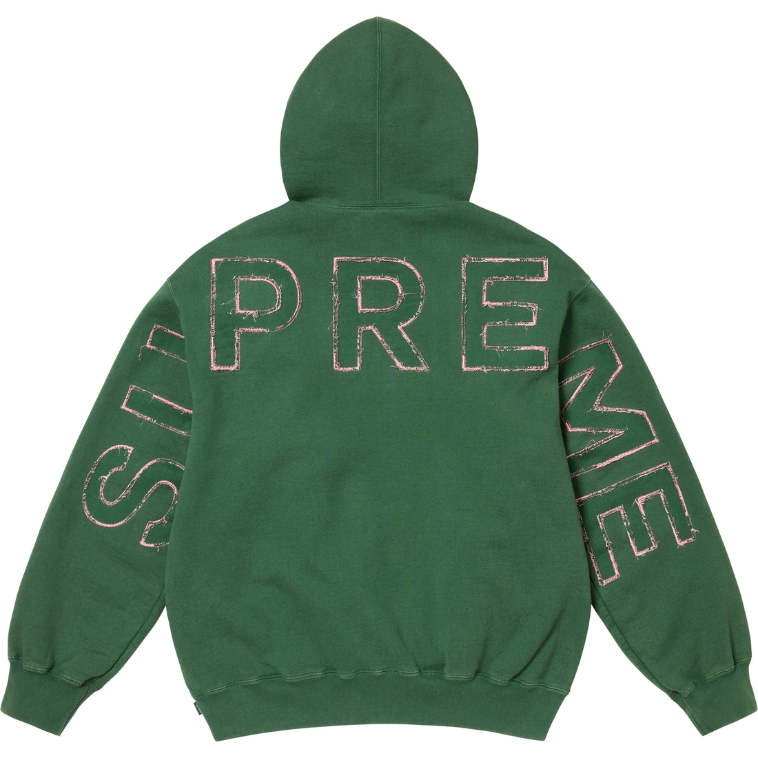 Supreme Frayed Hooded Sweatshirt (SS25) - Pine - $158