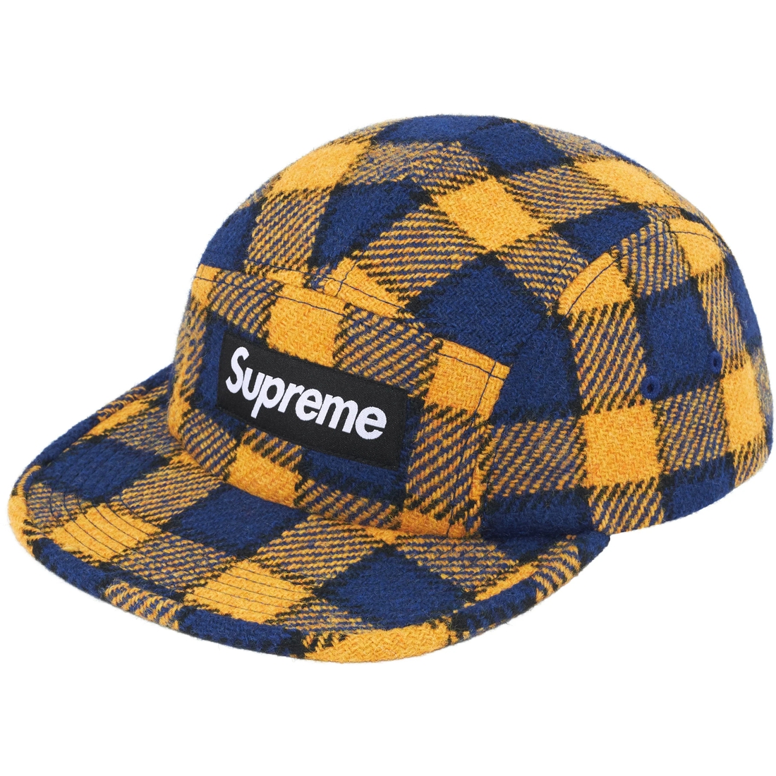 Supreme Harris Tweed Camp Cap (SS25) - Yellow Plaid - $58