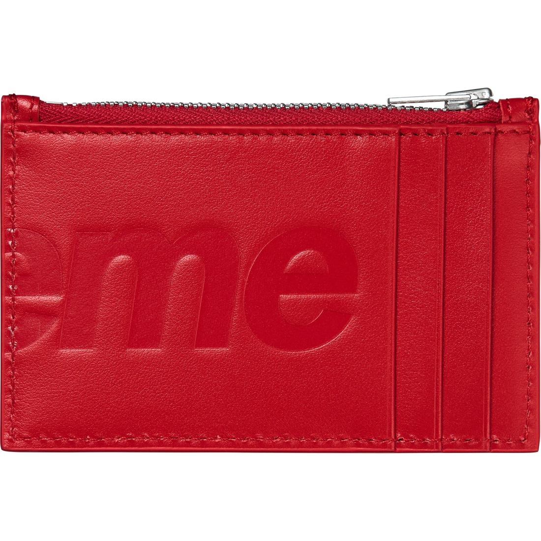 Supreme Leather Zip Card Holder (SS25) - Red - $128