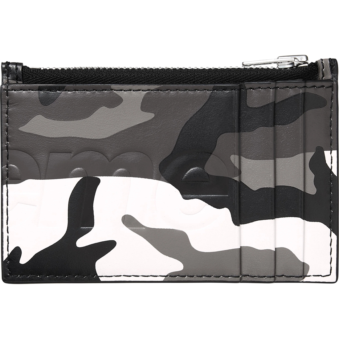 Supreme Leather Zip Card Holder (SS25) - Snow Camo - $128