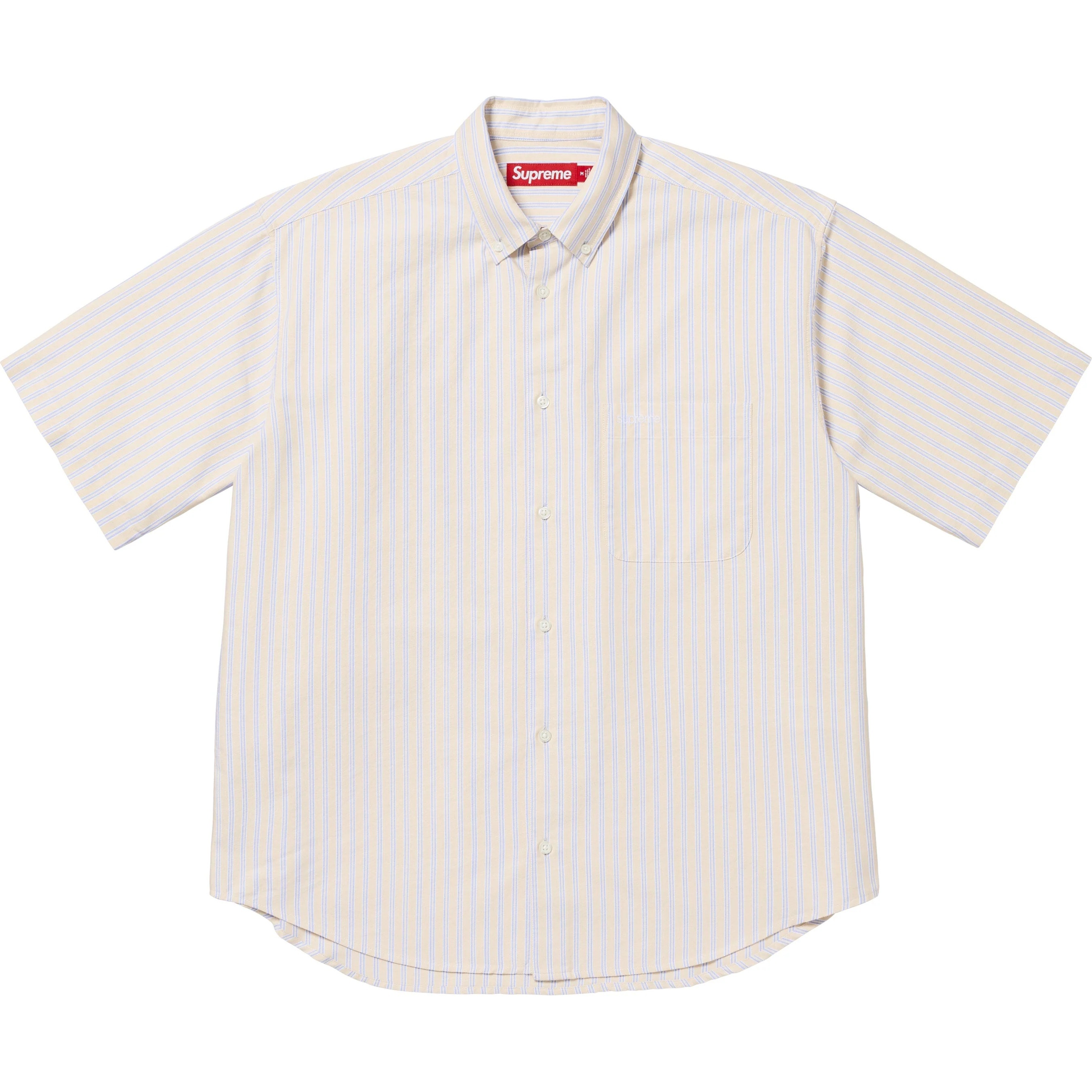 Supreme Loose Fit Oxford S S Shirt (SS25) - Light Tan Stripe - $138