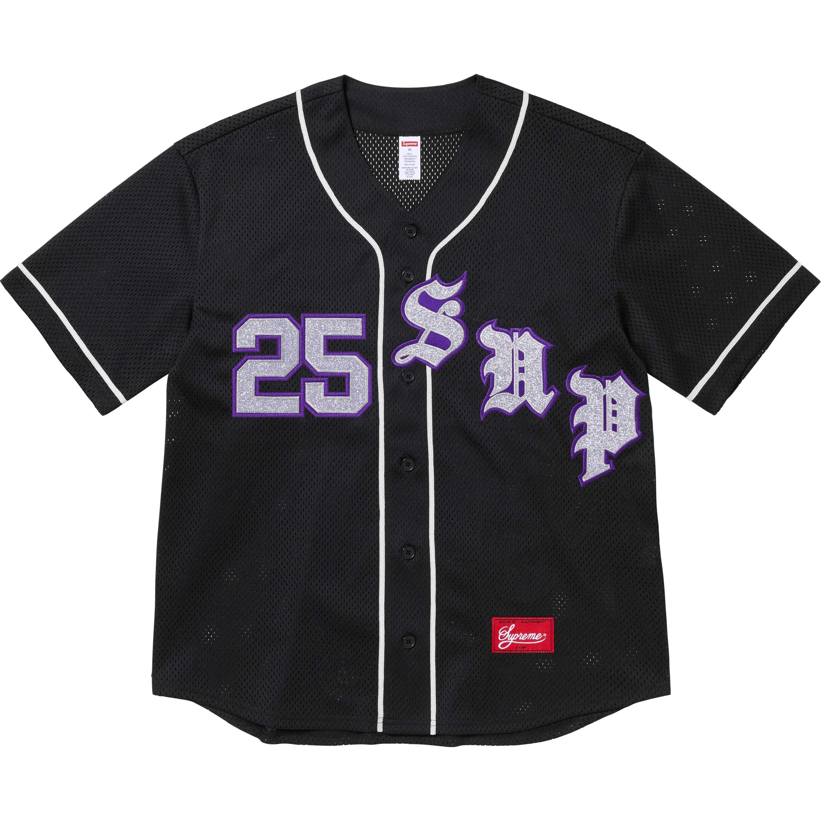 Supreme Old English Baseball Jersey (SS25) - Black - $138