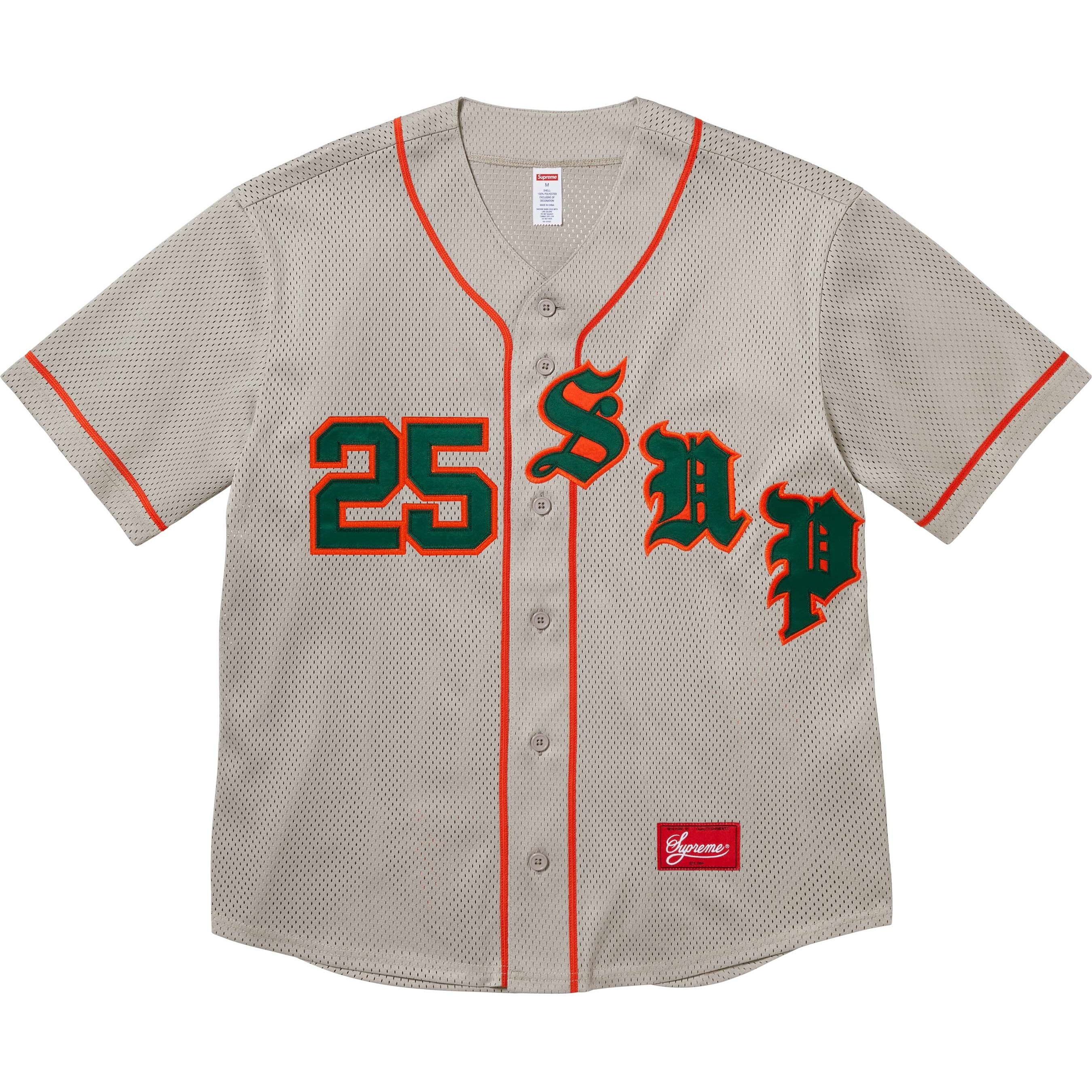 Supreme Old English Baseball Jersey (SS25) - Grey - $138