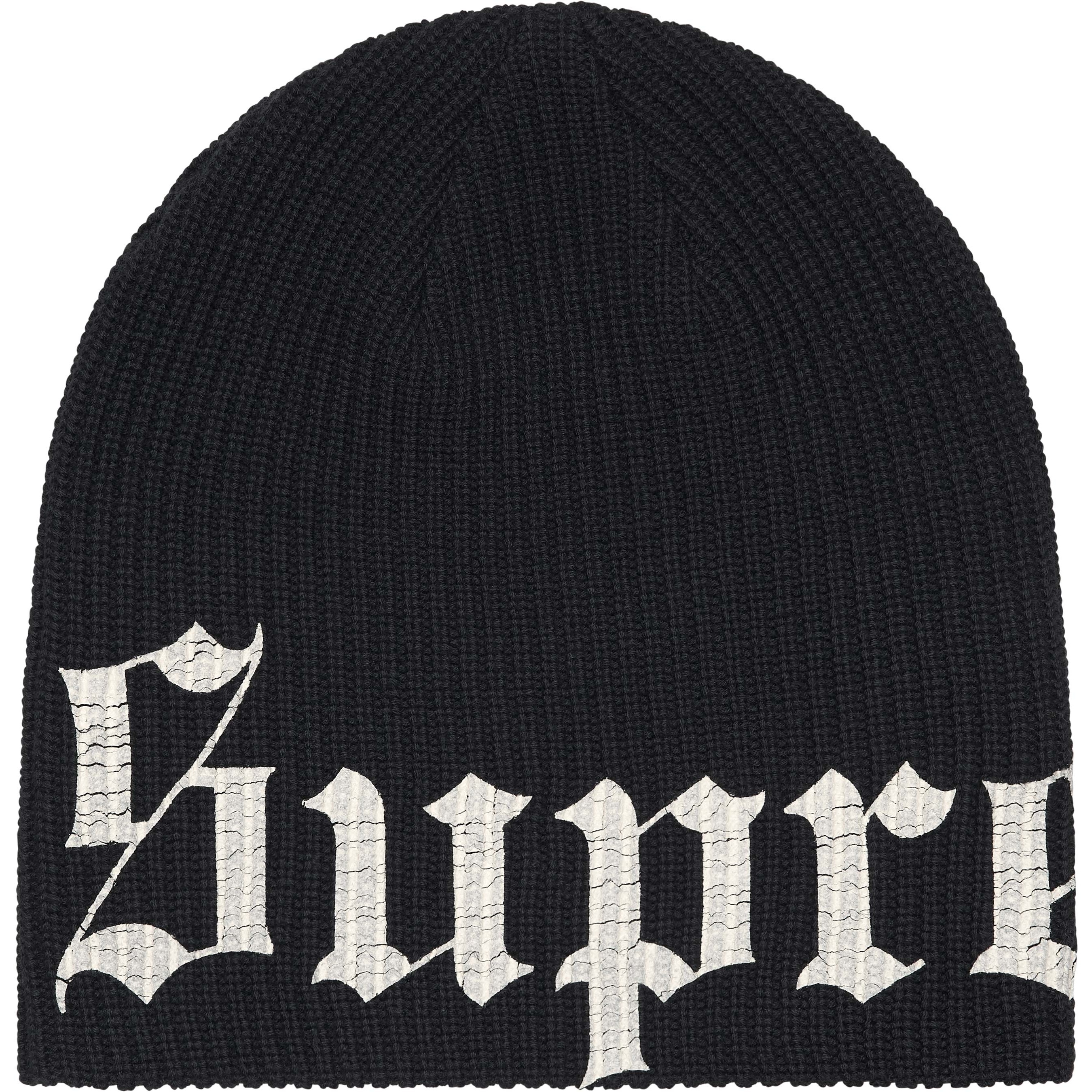 Supreme Old English Printed Beanie (SS25) - Black - $40