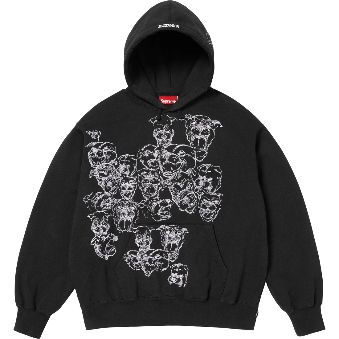 Supreme Pitbulls Embroidered Hooded Sweatshirt (SS25) - Black - $168