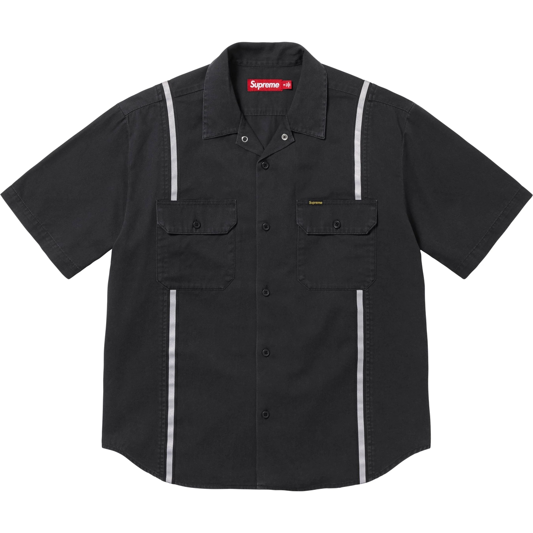 Supreme Reflective Stripe S S Work Shirt (SS25) - Black - $148