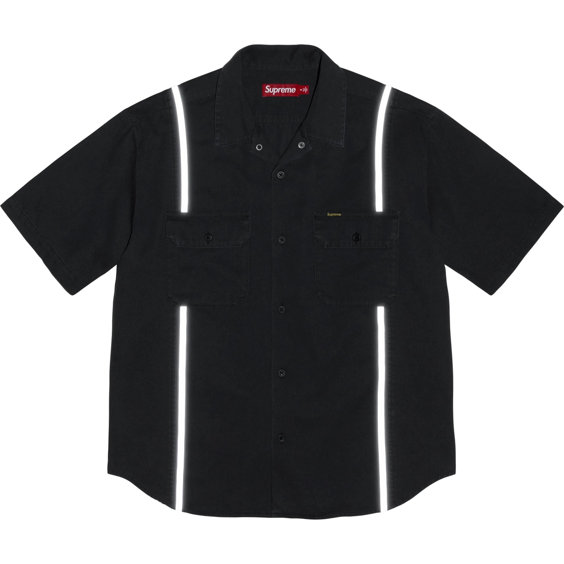 Supreme Reflective Stripe S S Work Shirt (SS25) - Black - $148