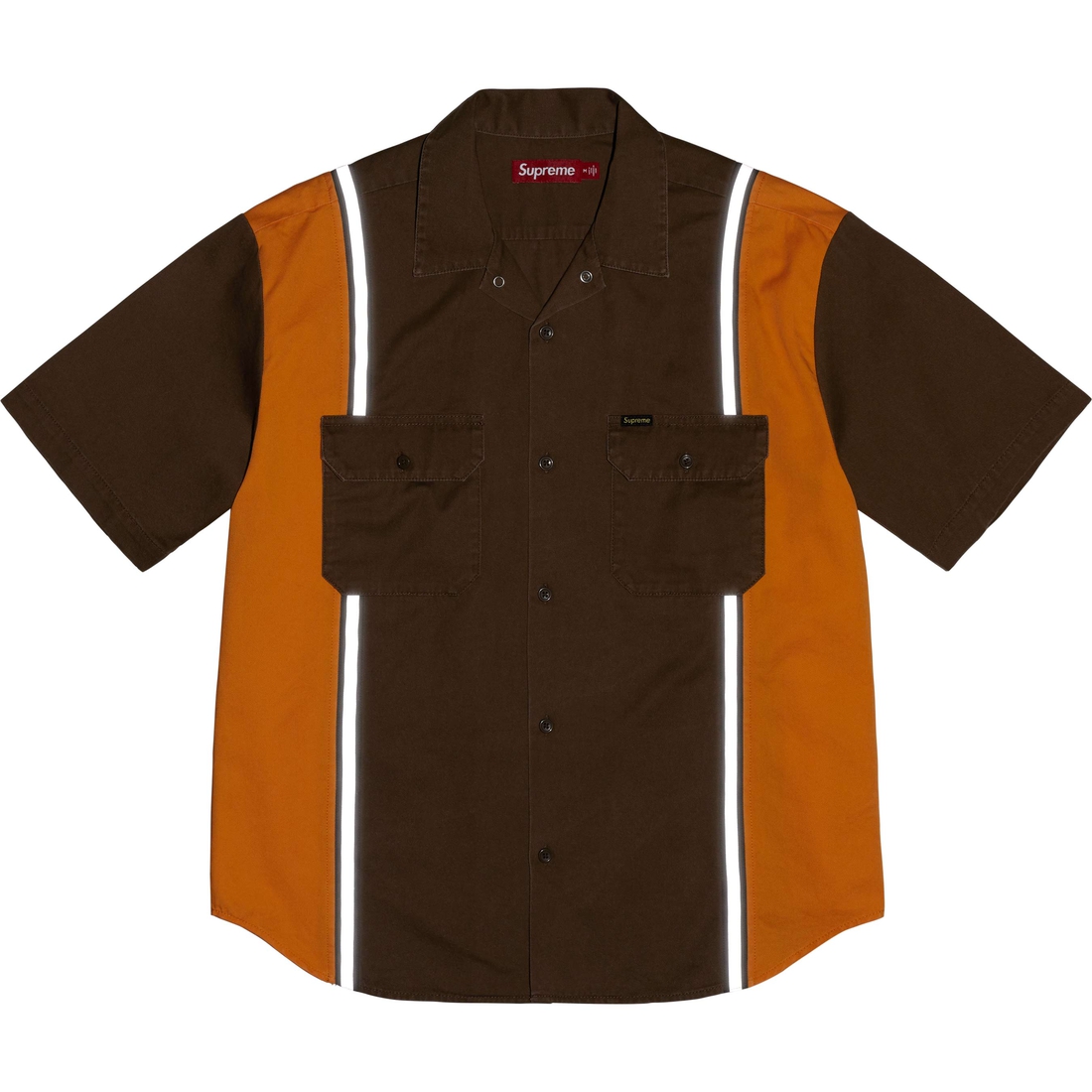 Supreme Reflective Stripe S S Work Shirt (SS25) - Brown - $148
