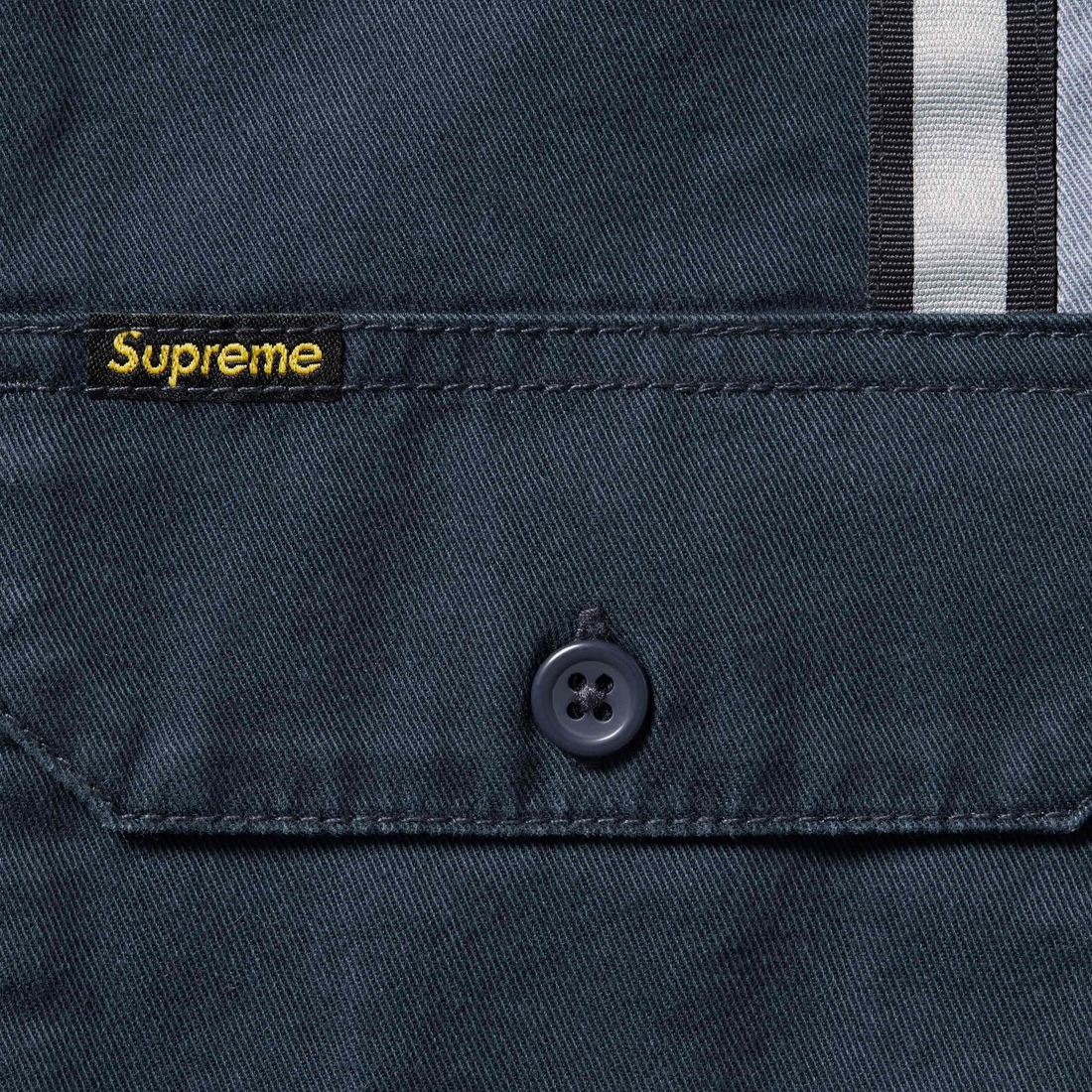 Supreme Reflective Stripe S S Work Shirt (SS25) - Navy - $148
