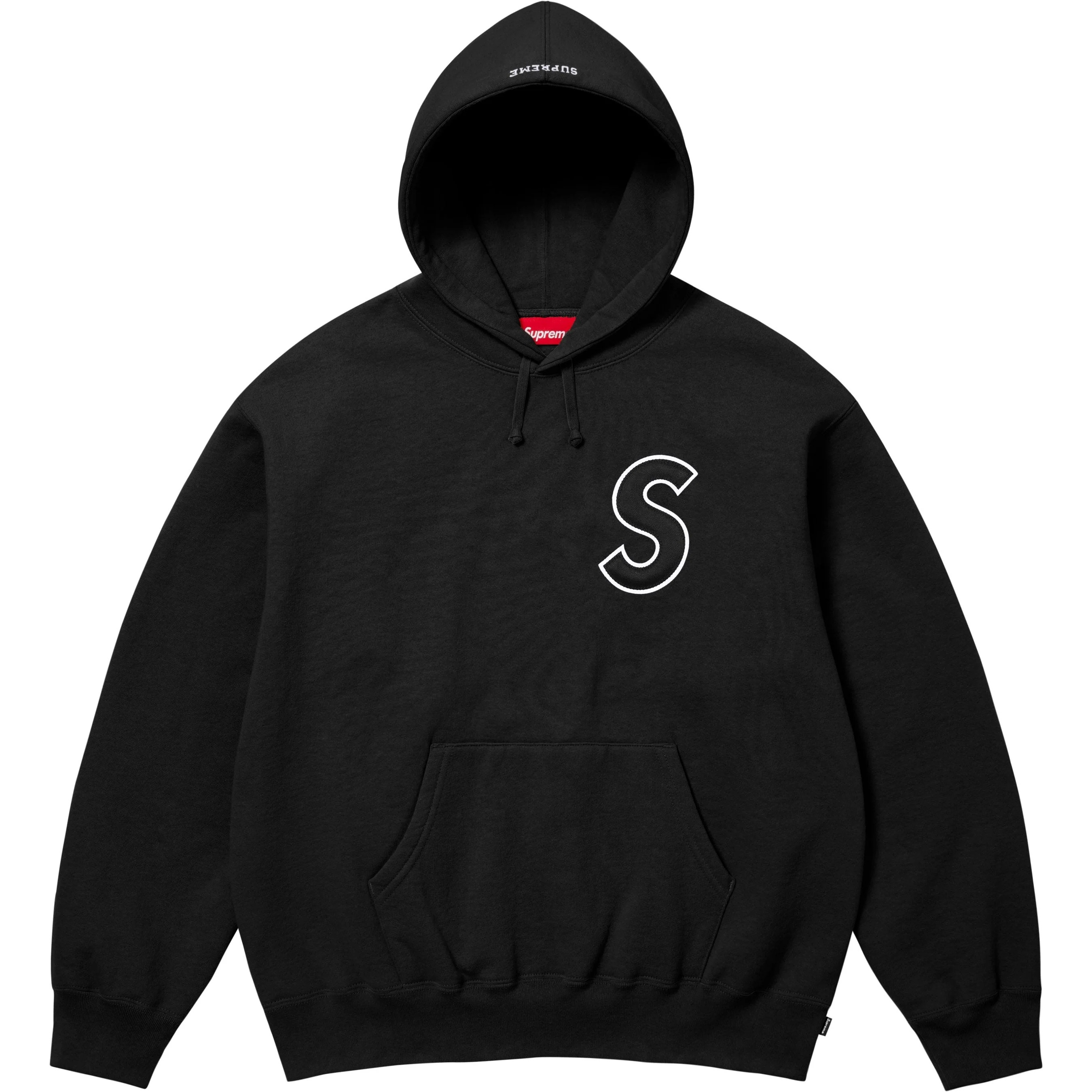 Supreme S Logo Hooded Sweatshirt (SS25) - Black - $158