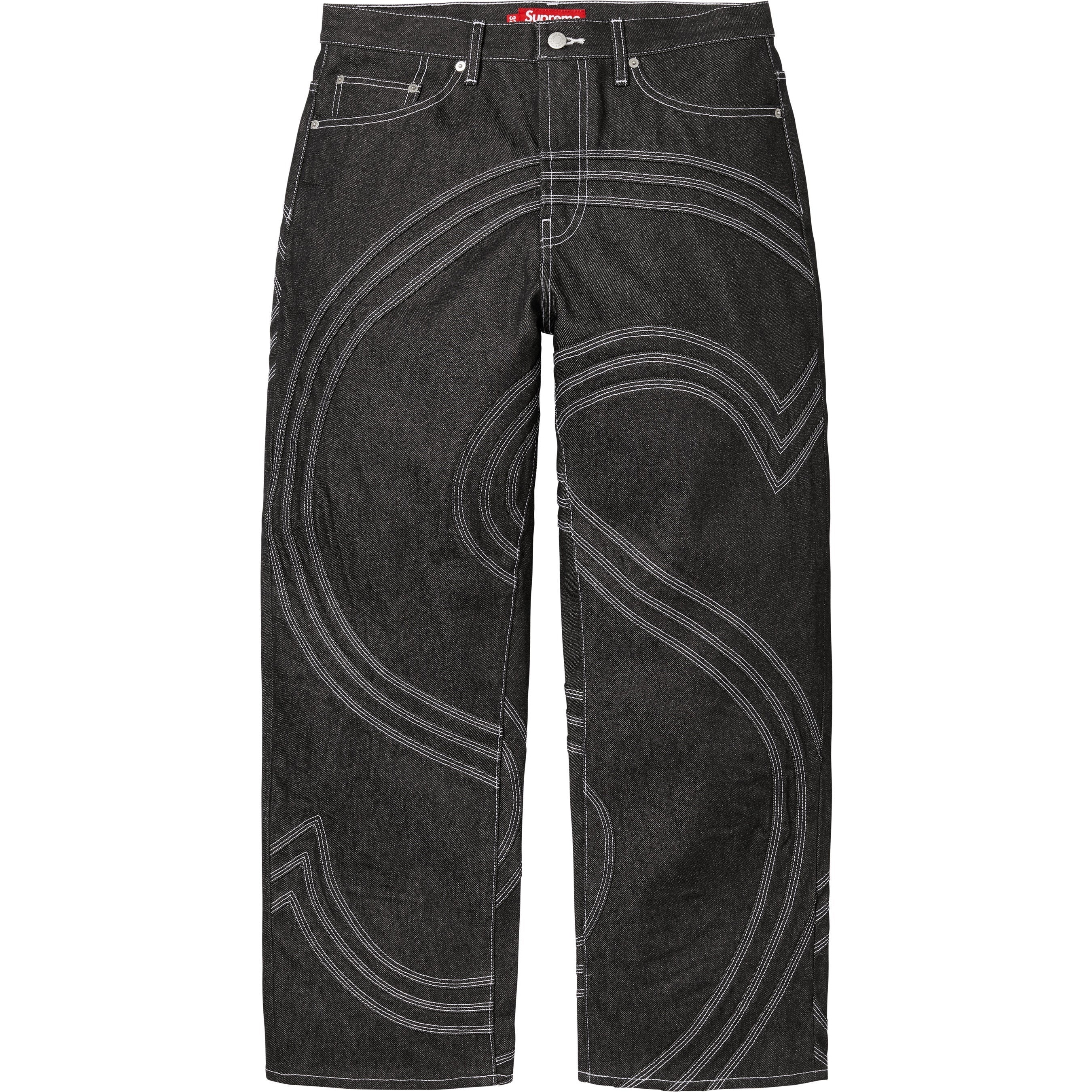 Supreme S Logo Rigid Baggy Jean (SS25) - Rigid Black - $268