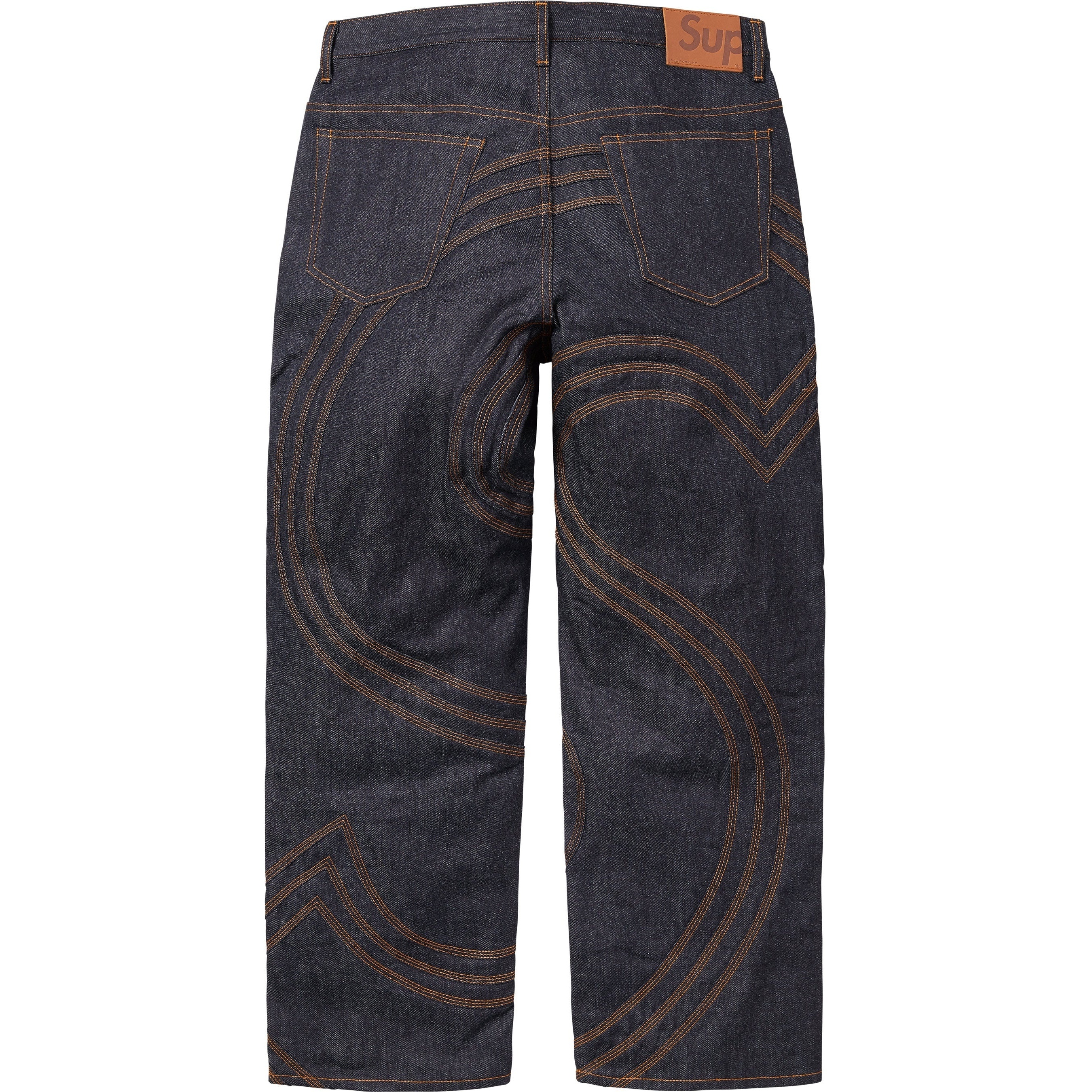 Supreme S Logo Rigid Baggy Jean (SS25) - Rigid Indigo - $268
