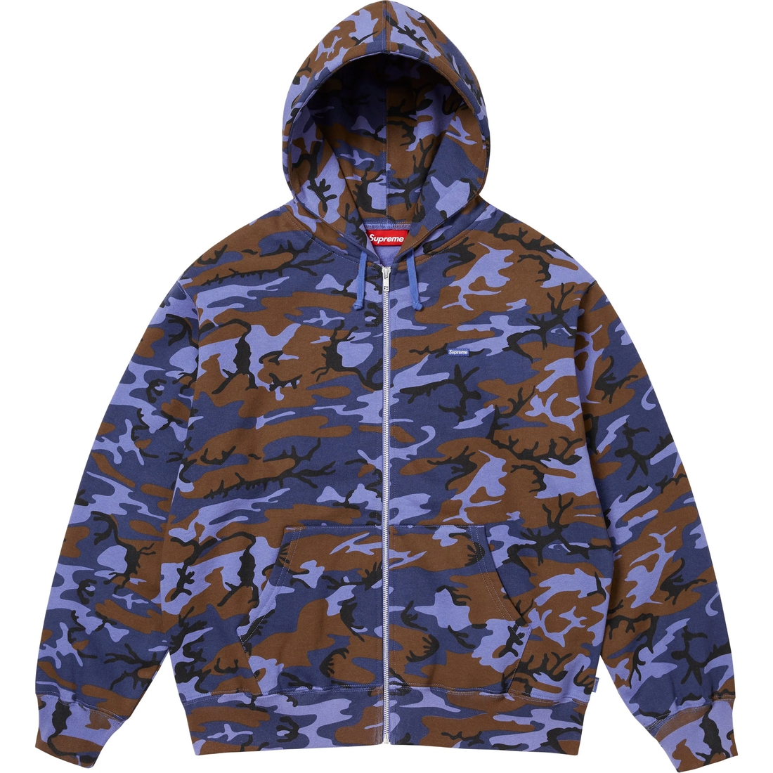 Supreme Small Box Zip Up Hooded Sweatshirt (SS25) - Blue Camo - $168