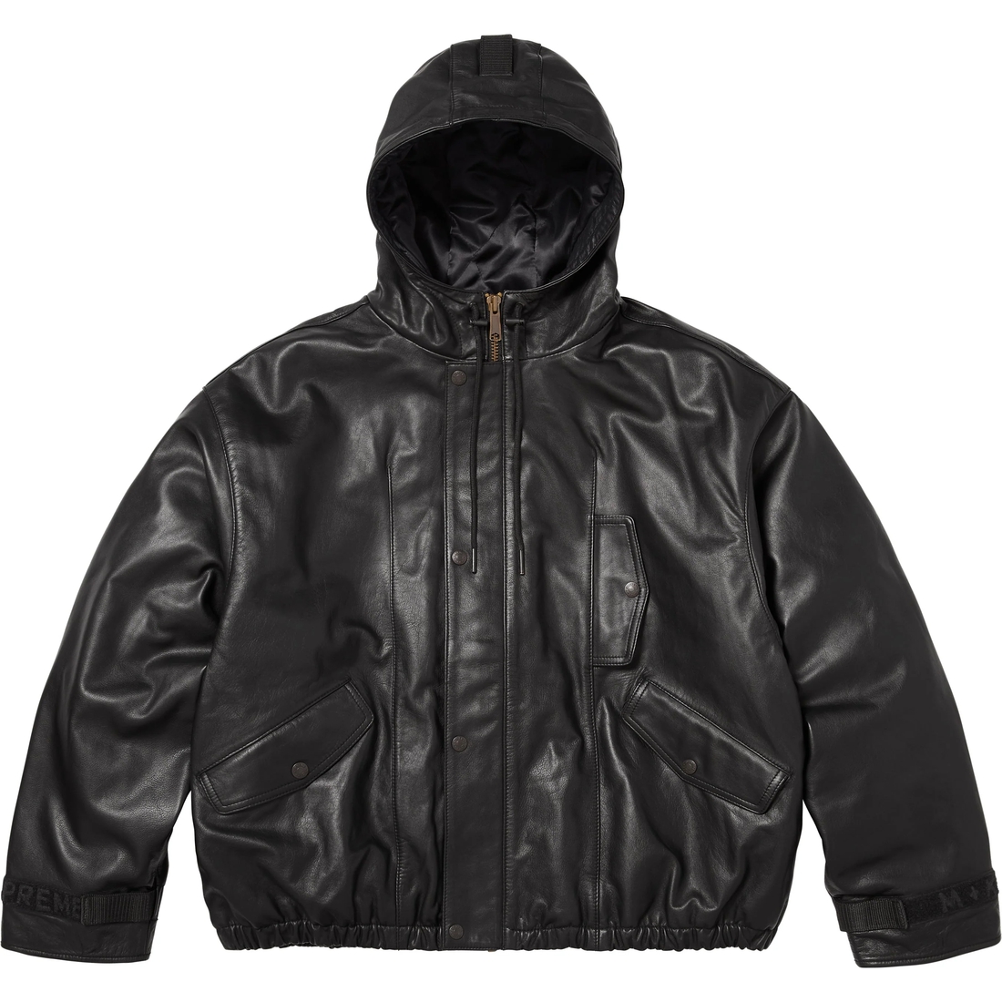 Supreme Supreme Marithé + François Girbaud Hooded Leather Flight Bomber Jacket (SS25) - Black - $748