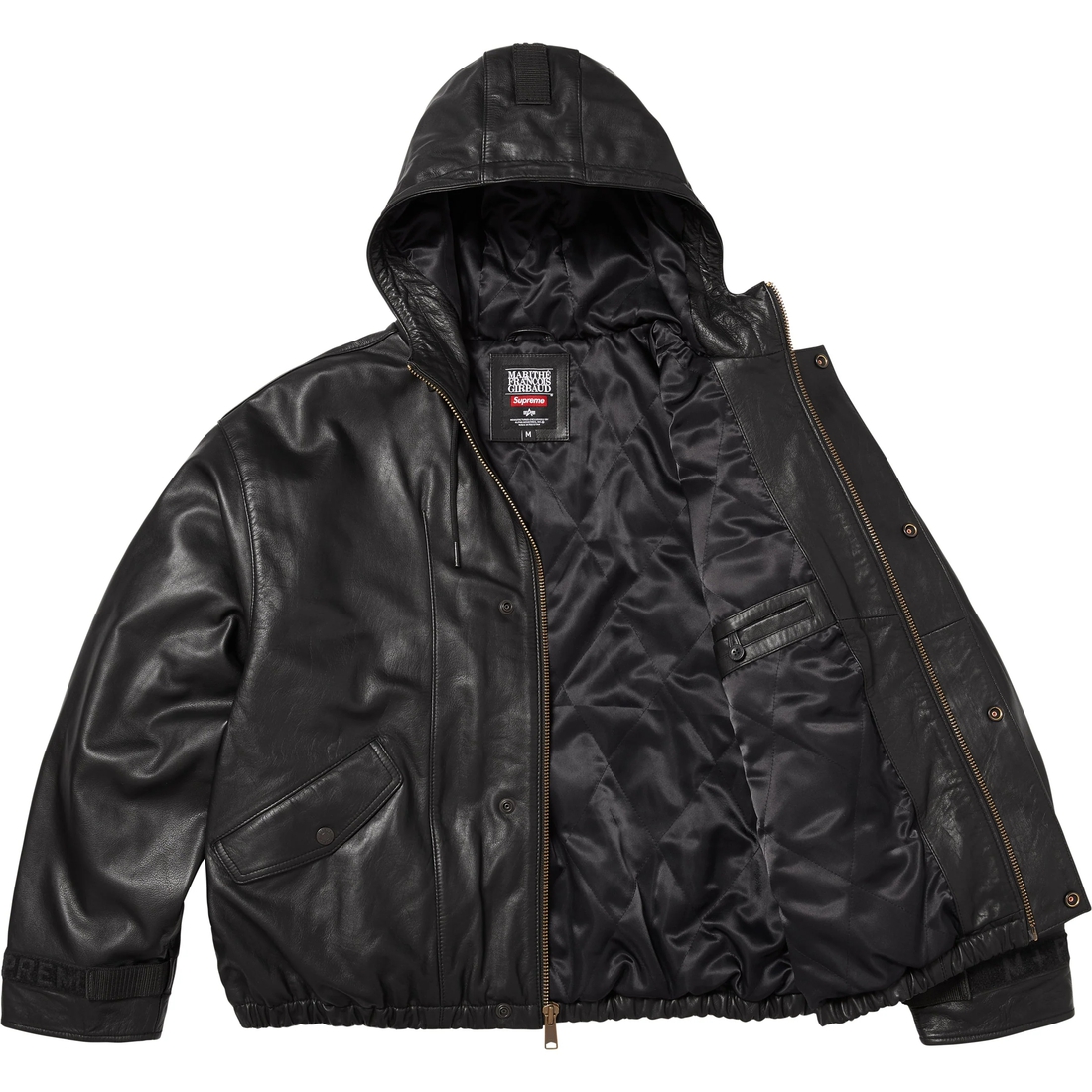 Supreme Supreme Marithé + François Girbaud Hooded Leather Flight Bomber Jacket (SS25) - Black - $748