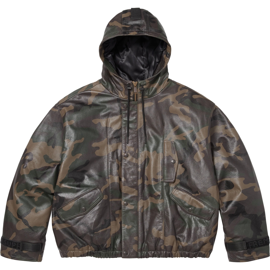 Supreme Supreme Marithé + François Girbaud Hooded Leather Flight Bomber Jacket (SS25) - Woodland Camo - $748