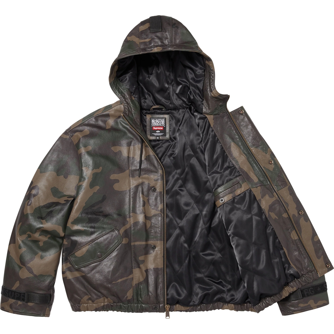 Supreme Supreme Marithé + François Girbaud Hooded Leather Flight Bomber Jacket (SS25) - Woodland Camo - $748
