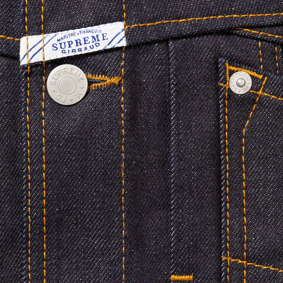 Supreme Supreme Marithé + François Girbaud X-Seam Denim Trucker Jacket (SS25) - Rigid Indigo - $278