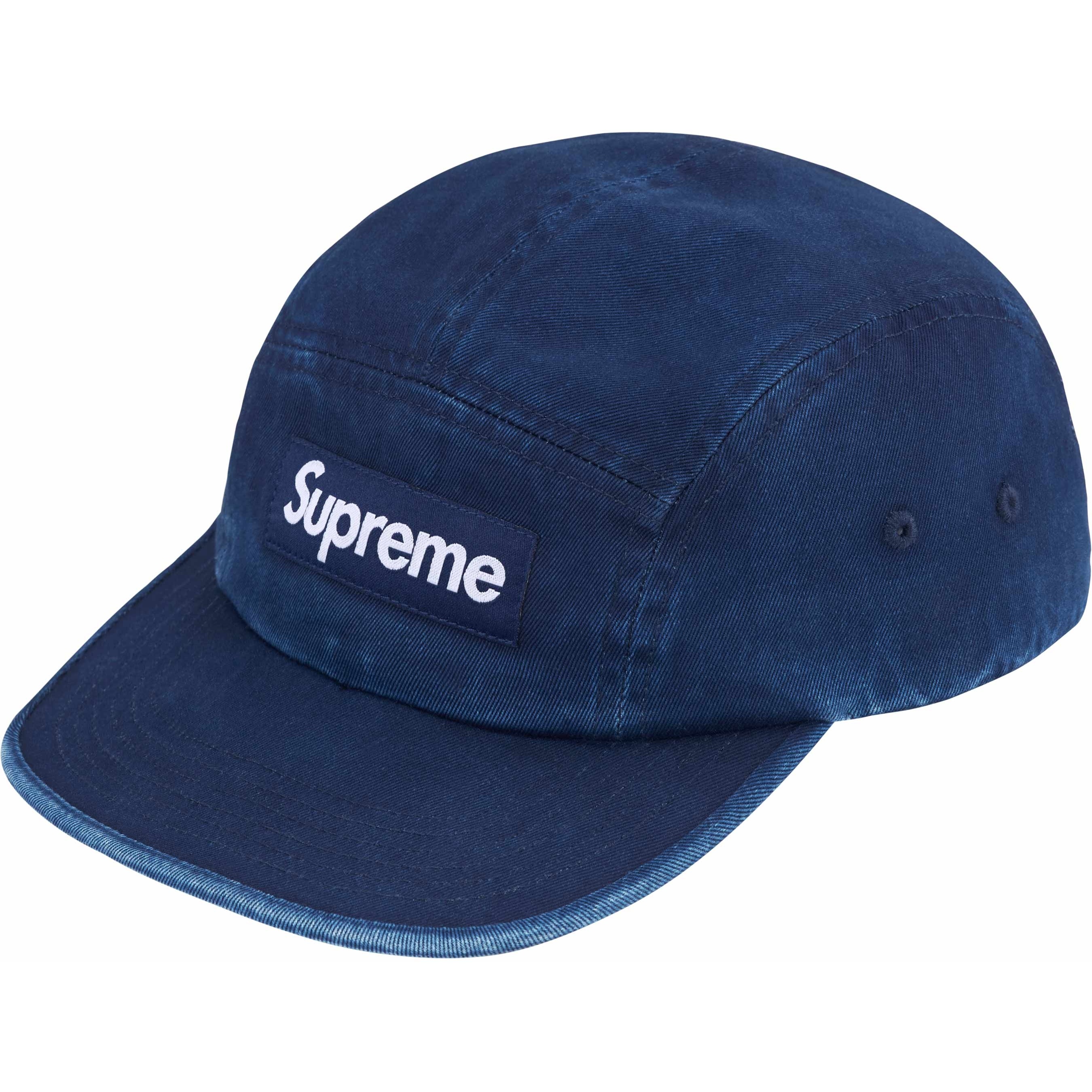 Supreme Washed Chino Twill Camp Cap (SS25) - Indigo - $48