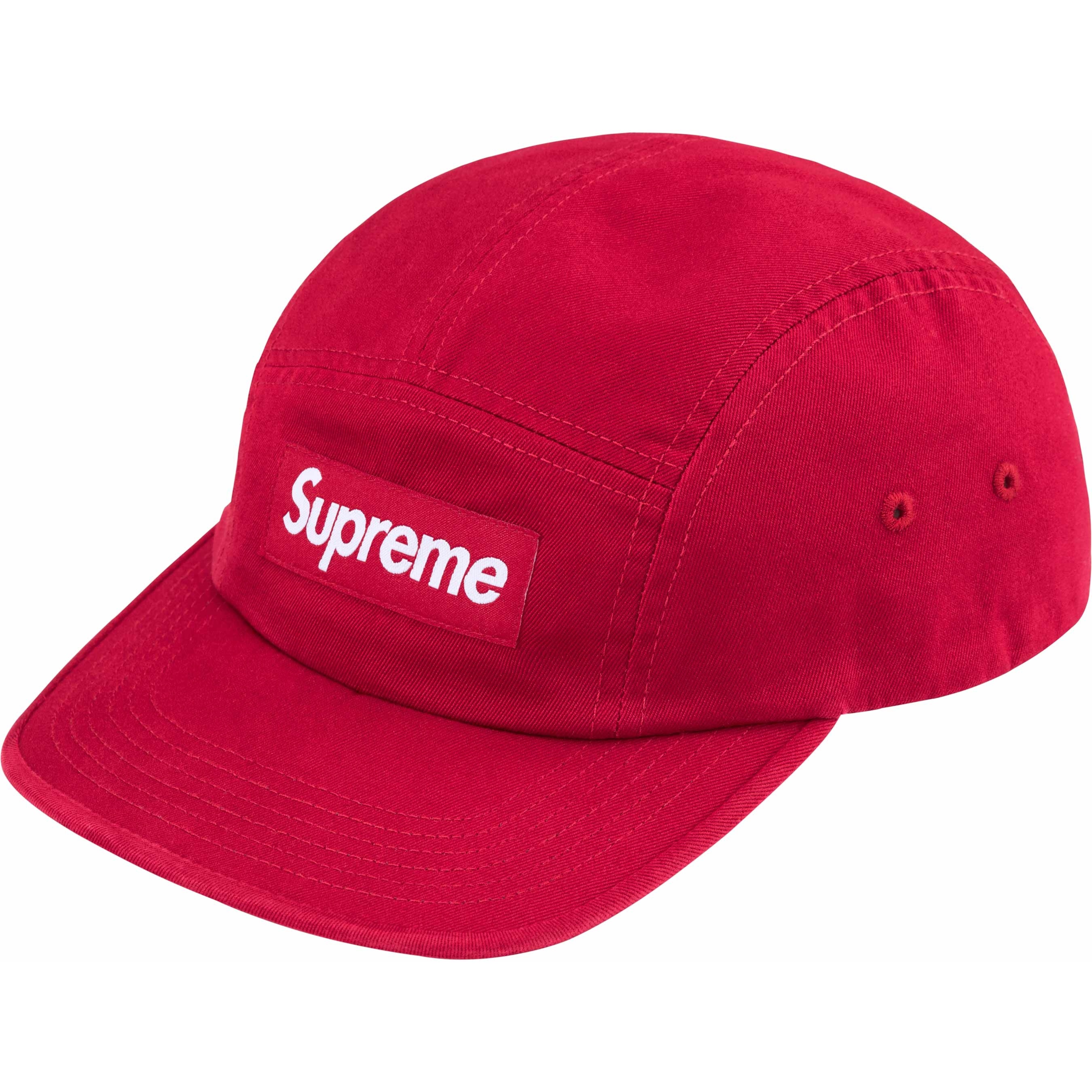 Supreme Washed Chino Twill Camp Cap (SS25) - Red - $48