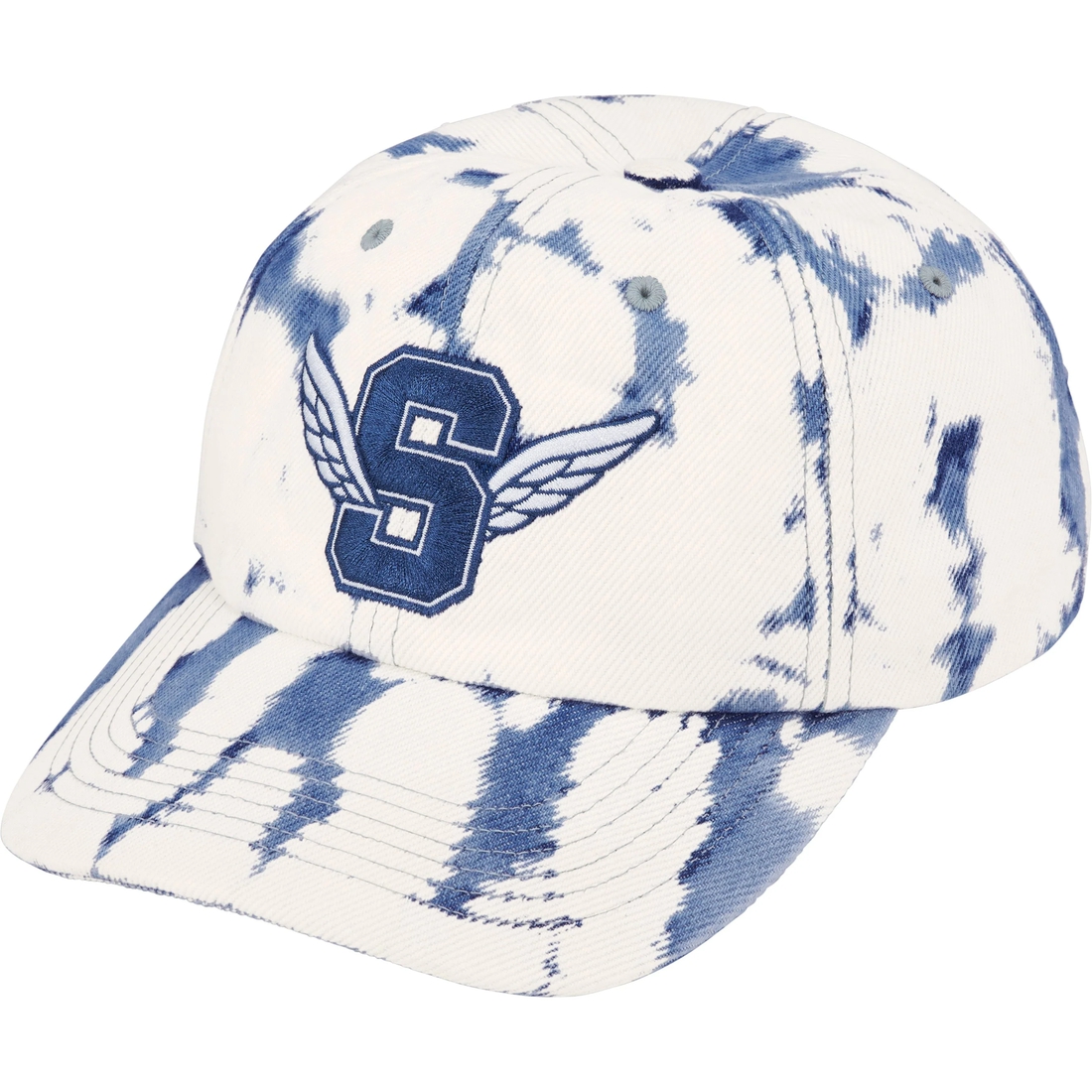 Supreme Wings Logo 6-Panel (SS25) - Bleached Denim - $48