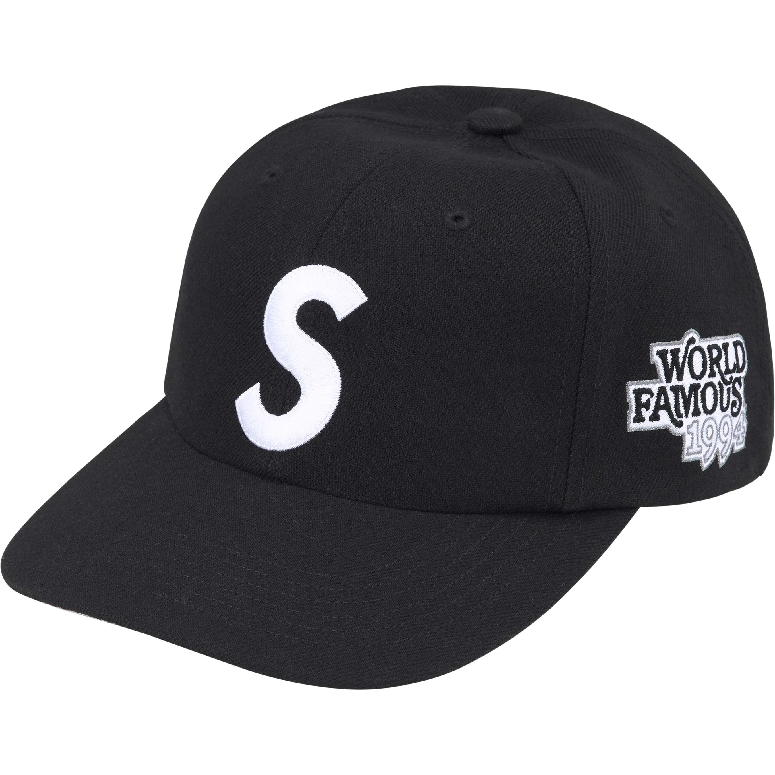 Supreme World Famous S Logo 6-Panel (SS25) - Black - $48