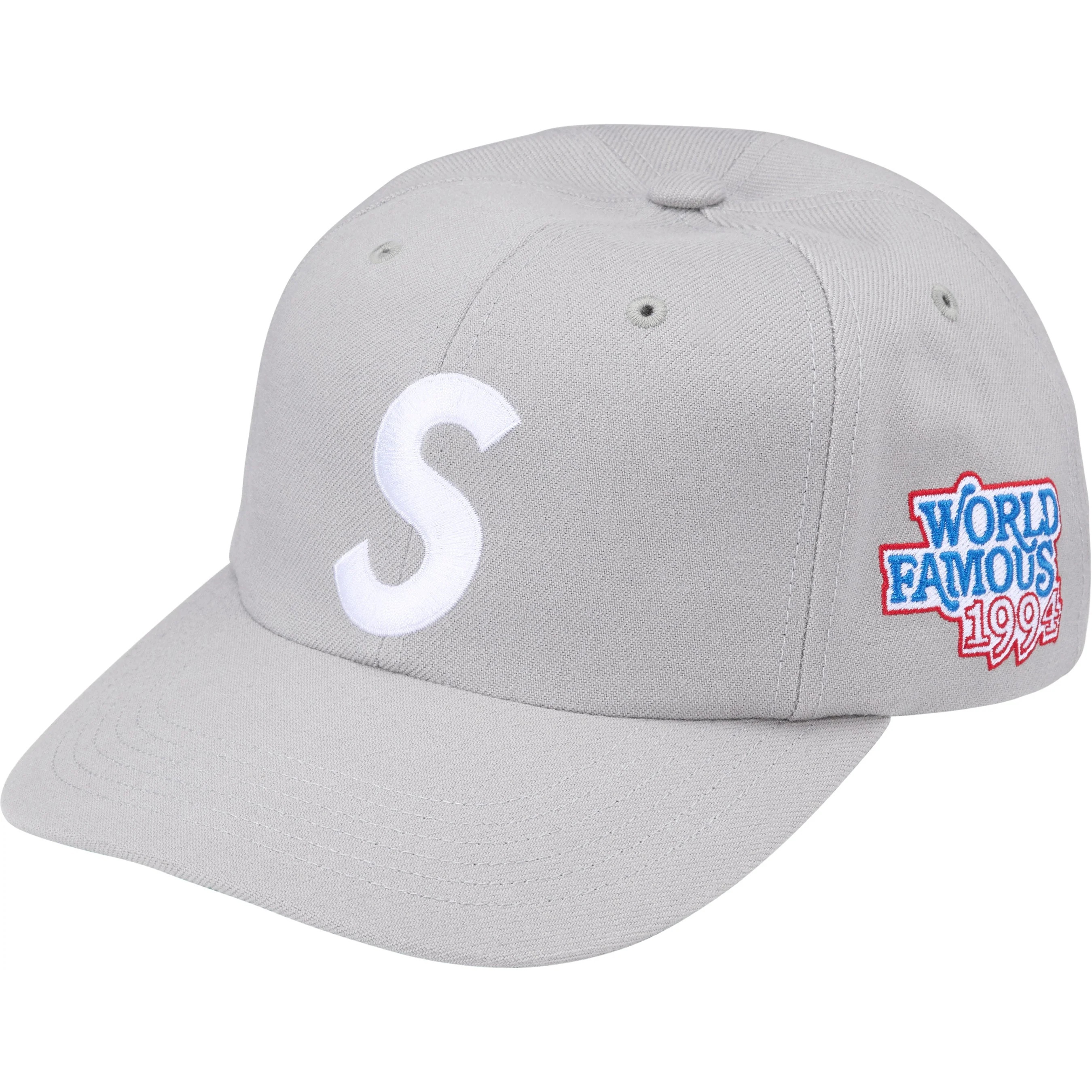 Supreme World Famous S Logo 6-Panel (SS25) - Grey - $48