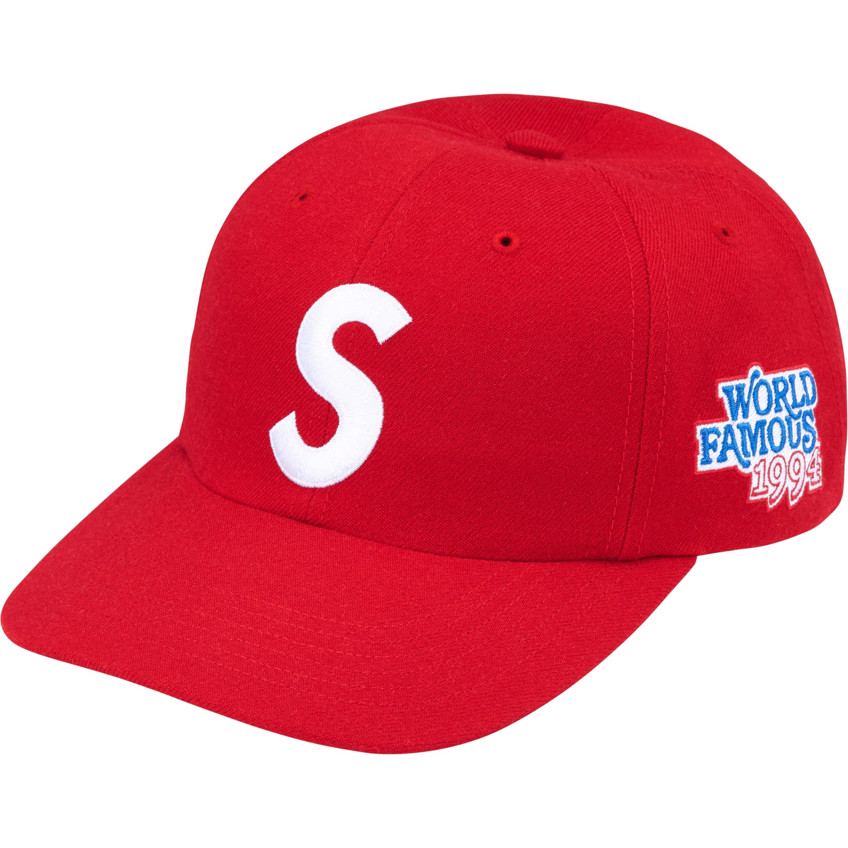 Supreme World Famous S Logo 6-Panel (SS25) - Red - $48