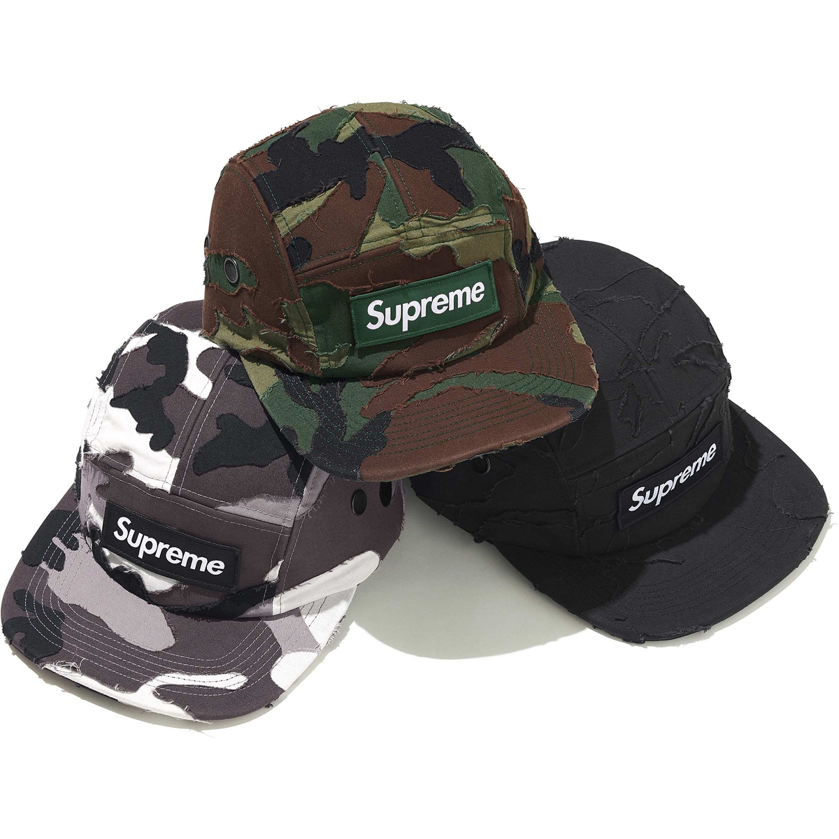 Supreme Layered Camo Camp Cap releasing on Week 19 for spring summer 2025