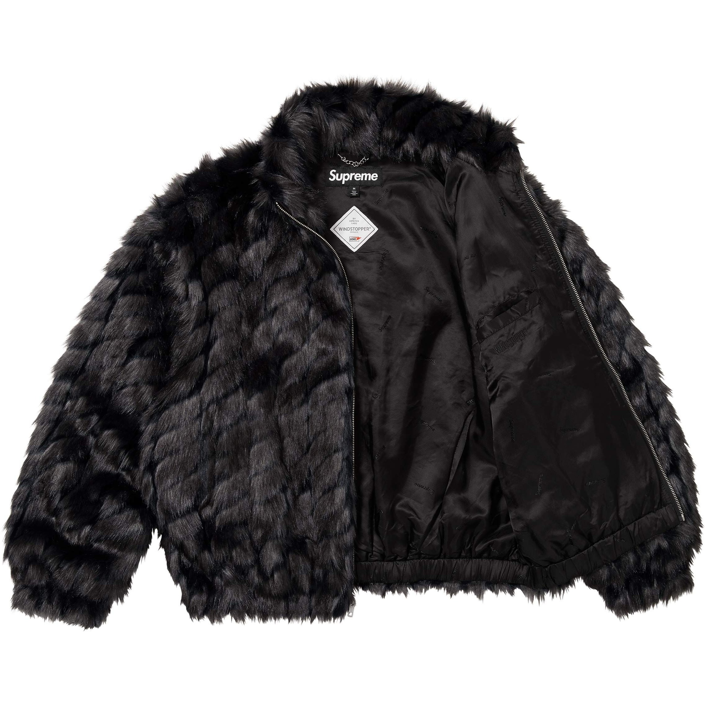 Supreme 2-Tone WINDSTOPPER Faux Fur Jacket (SS25) - Black - $398