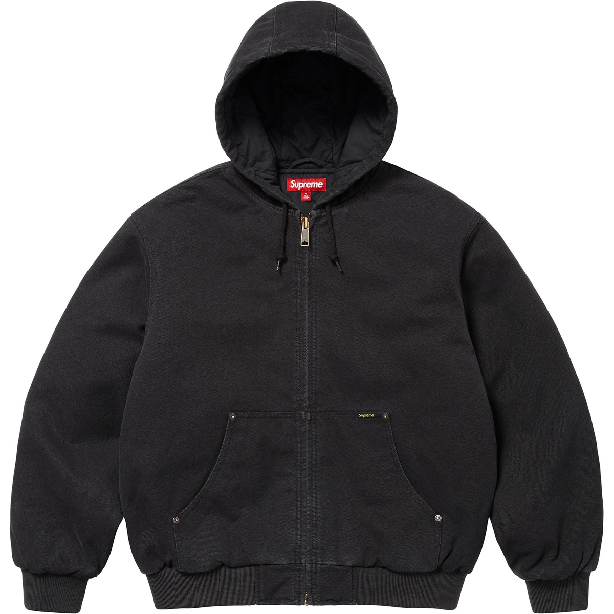 Supreme AOI Embroidered Hooded Work Jacket (SS25) - Black - $698