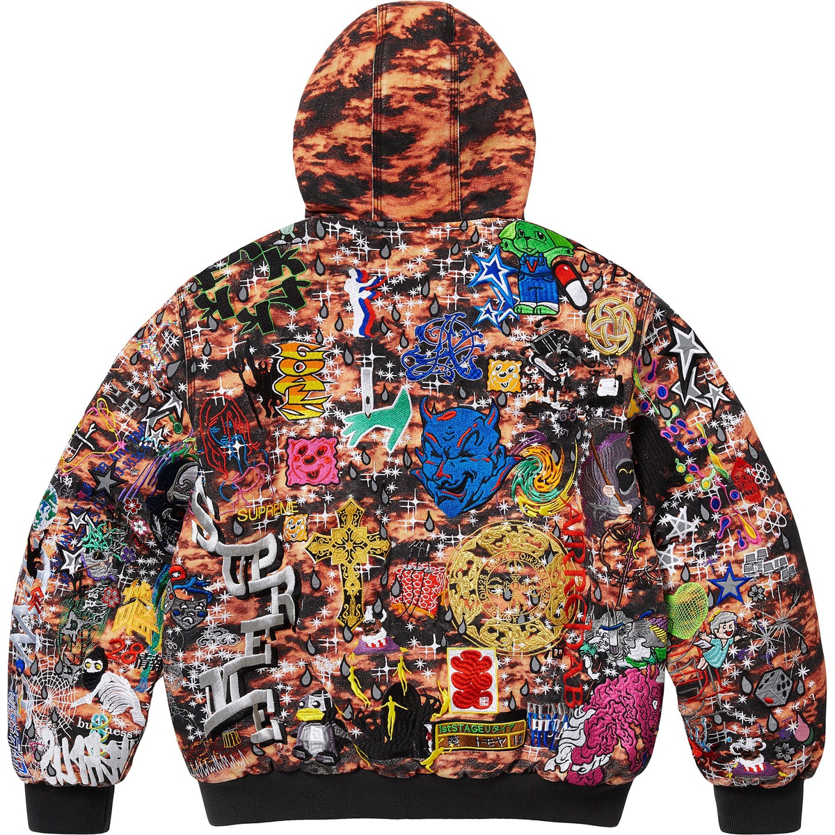 Supreme AOI Embroidered Hooded Work Jacket (SS25) - Flames - $698