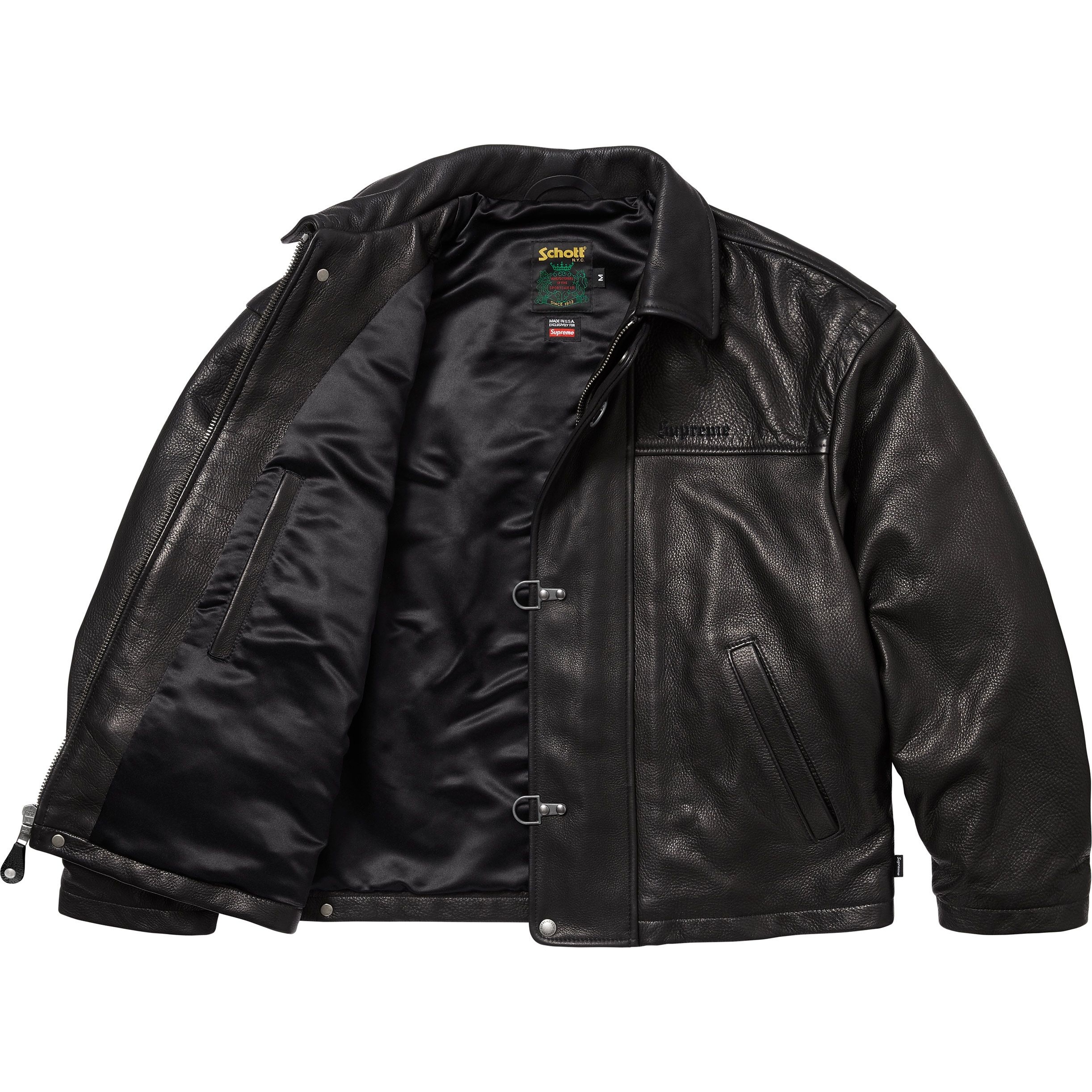 Supreme Supreme Schott Leather Clip Jacket (SS25) - Black - $998