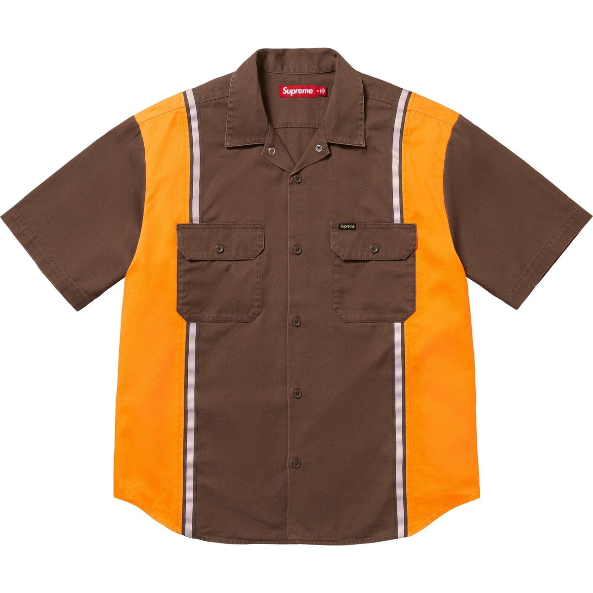 Supreme Reflective Stripe S S Work Shirt (SS25) - Brown - $148