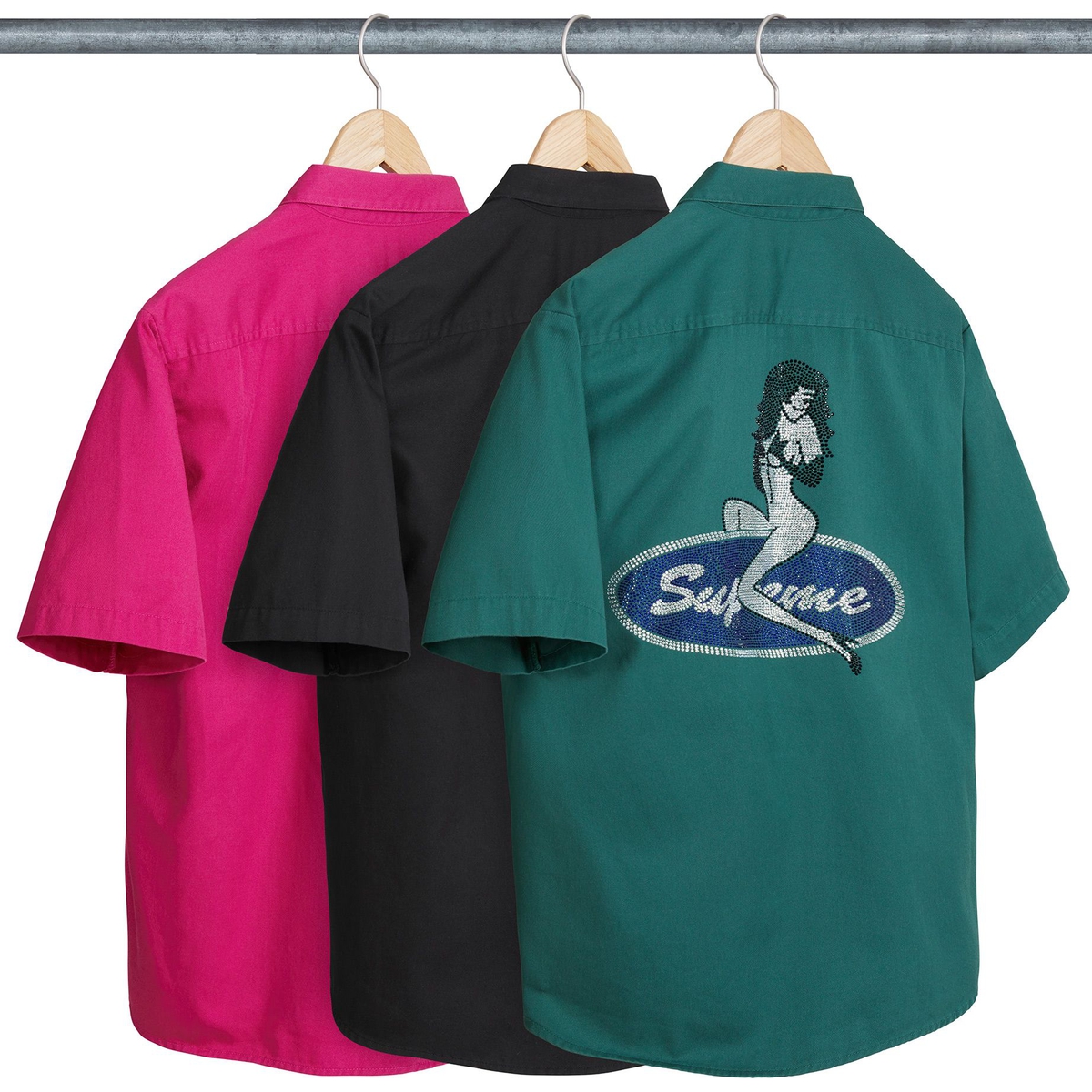 Supreme Rhinestone Pin Up S S Work Shirt releasing on Week 16 for spring summer 2025