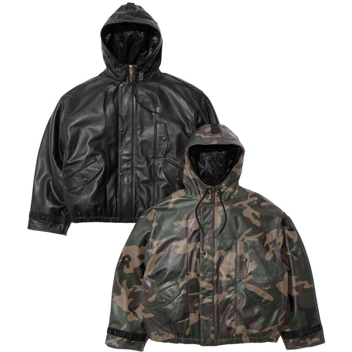 Supreme Supreme Marithé + François Girbaud Hooded Leather Flight Bomber Jacket releasing on Week 6 for spring summer 2025
