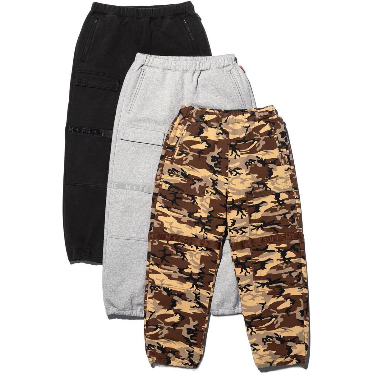 Supreme Supreme Marithé + François Girbaud Shuttle Tape Cargo Sweatpant releasing on Week 6 for spring summer 2025