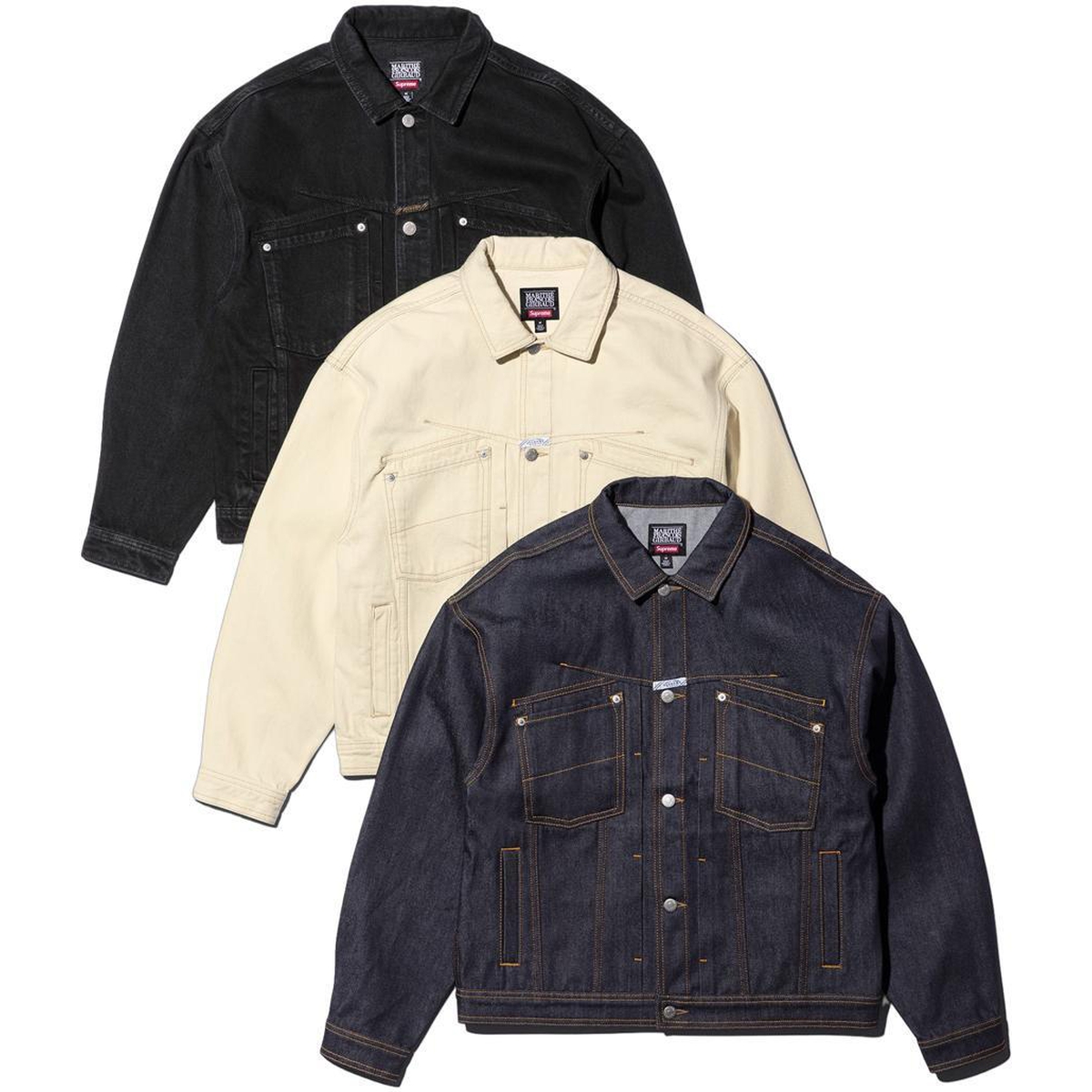 Supreme Supreme Marithé + François Girbaud X-Seam Denim Trucker Jacket releasing on Week 6 for spring summer 2025