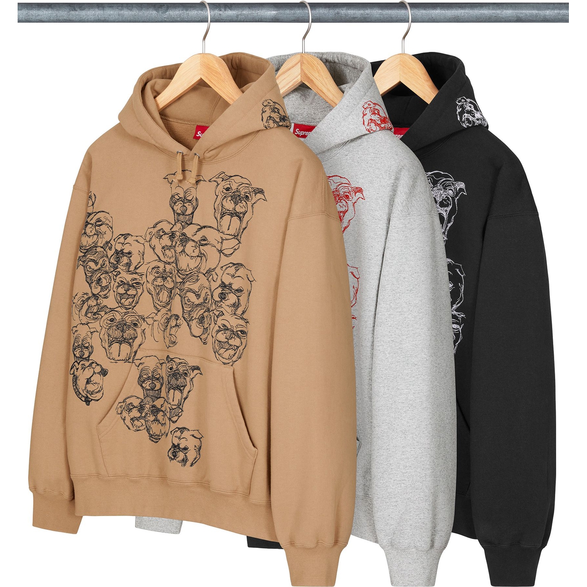 Supreme Pitbulls Embroidered Hooded Sweatshirt (SS25) - $168