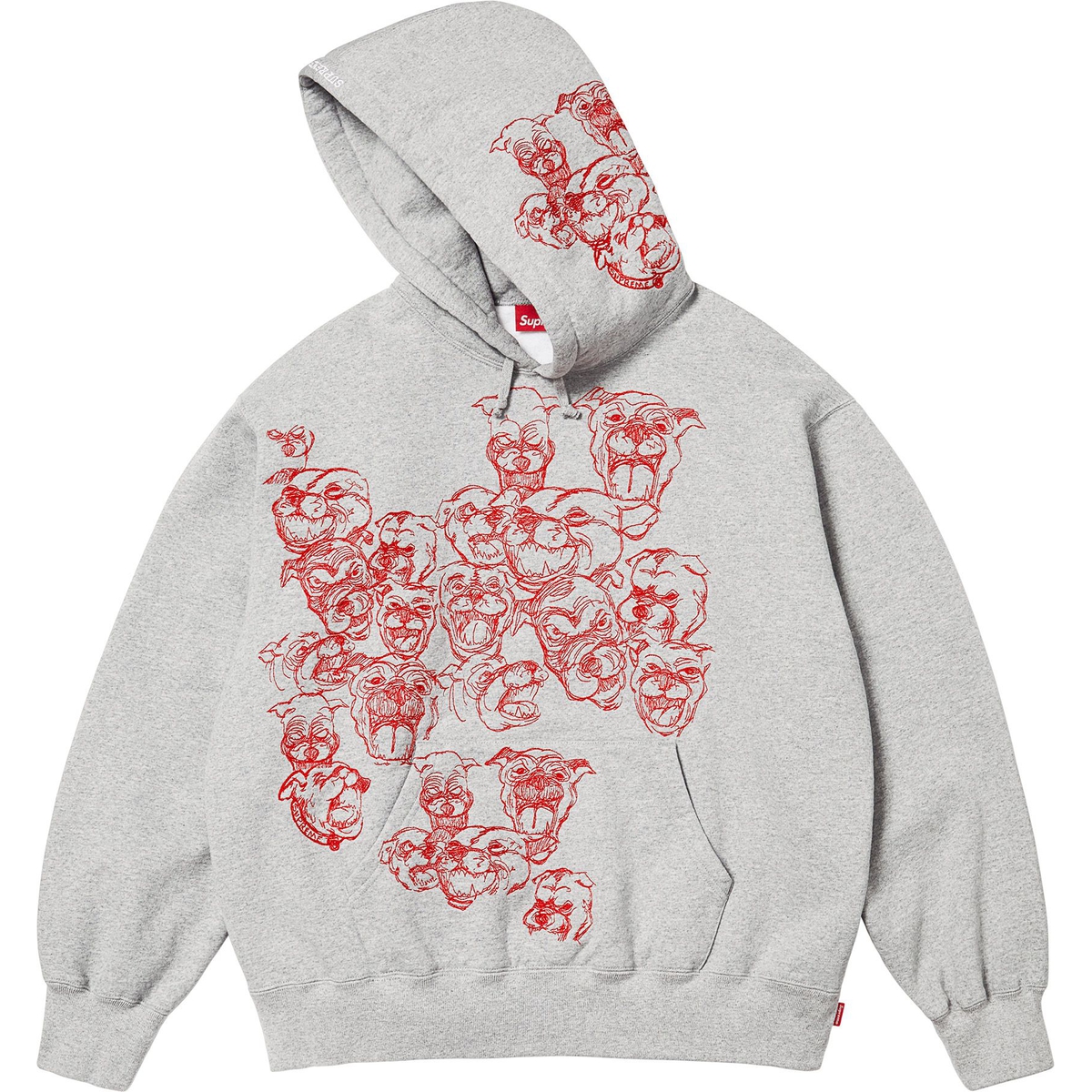 Supreme Pitbulls Embroidered Hooded Sweatshirt (SS25) - Heather Grey - $168